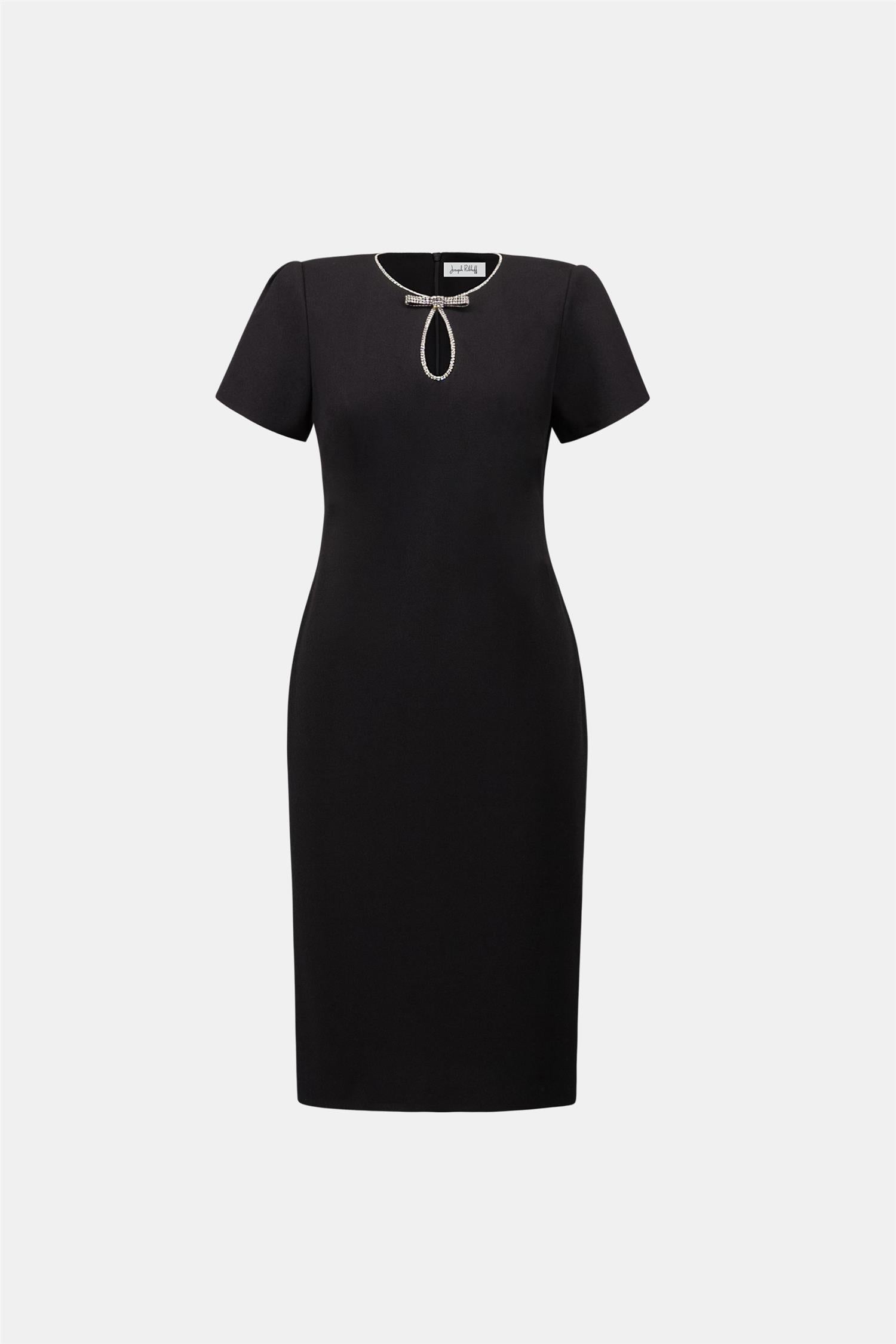 Embellished Bow Neckline Sheath Dress