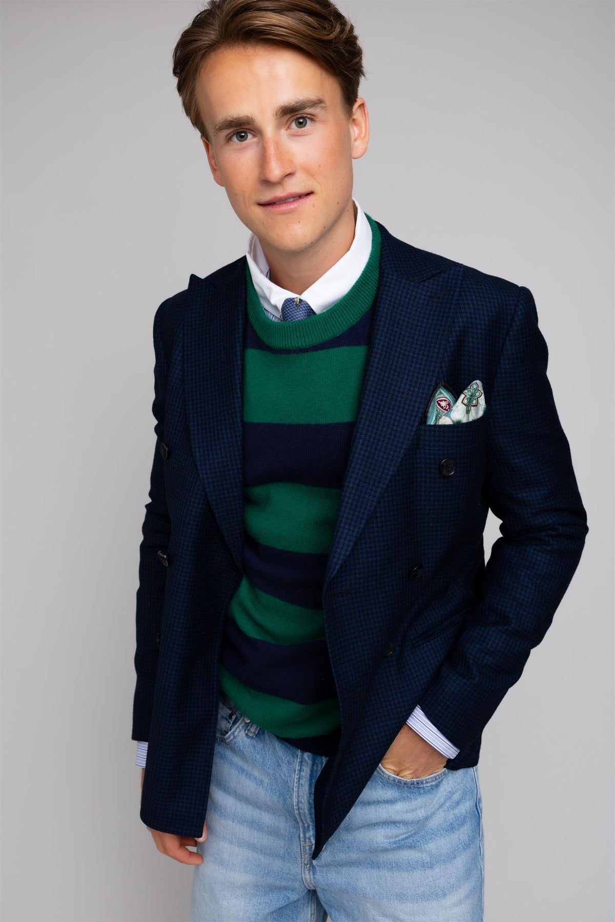 Timothee Crew Stripe Navy / Green