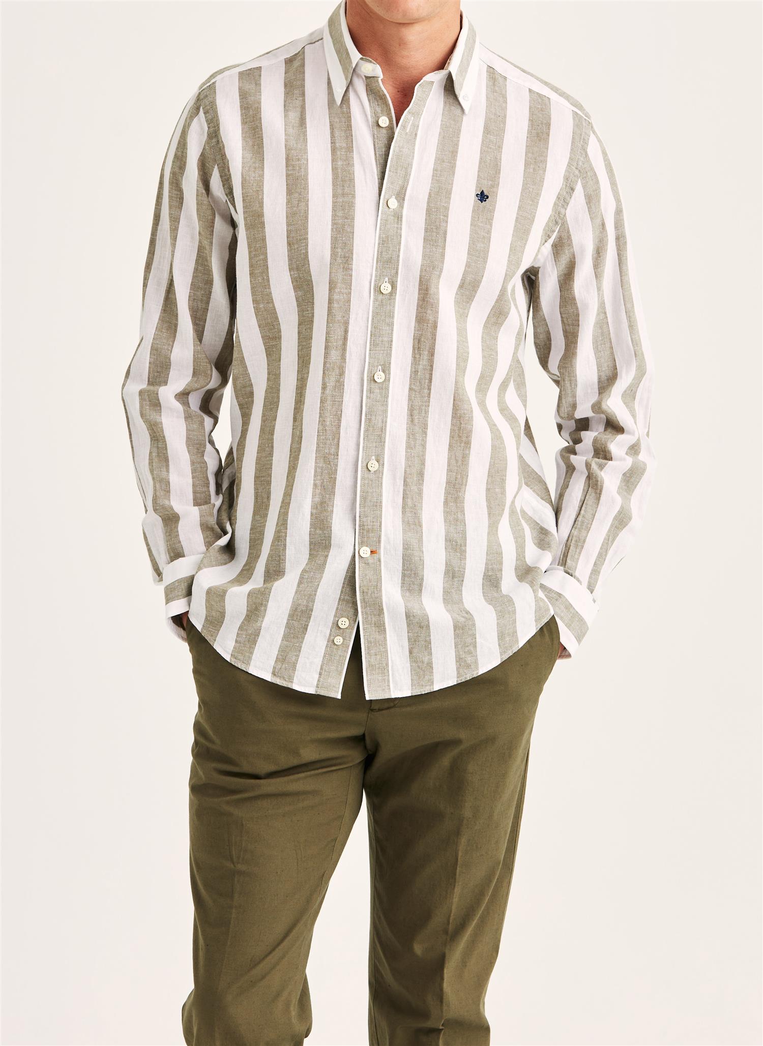 Douglas linen mix stripe classic Olive
