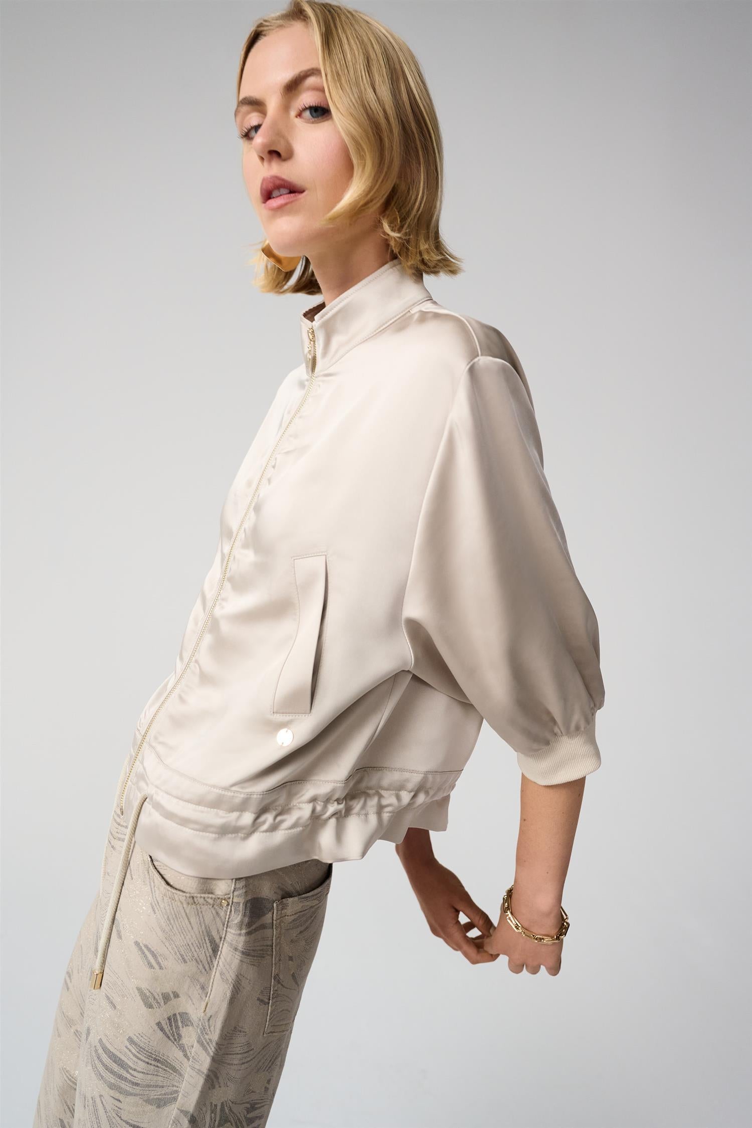 Satin Boxy Blouse Jacket Moonstone