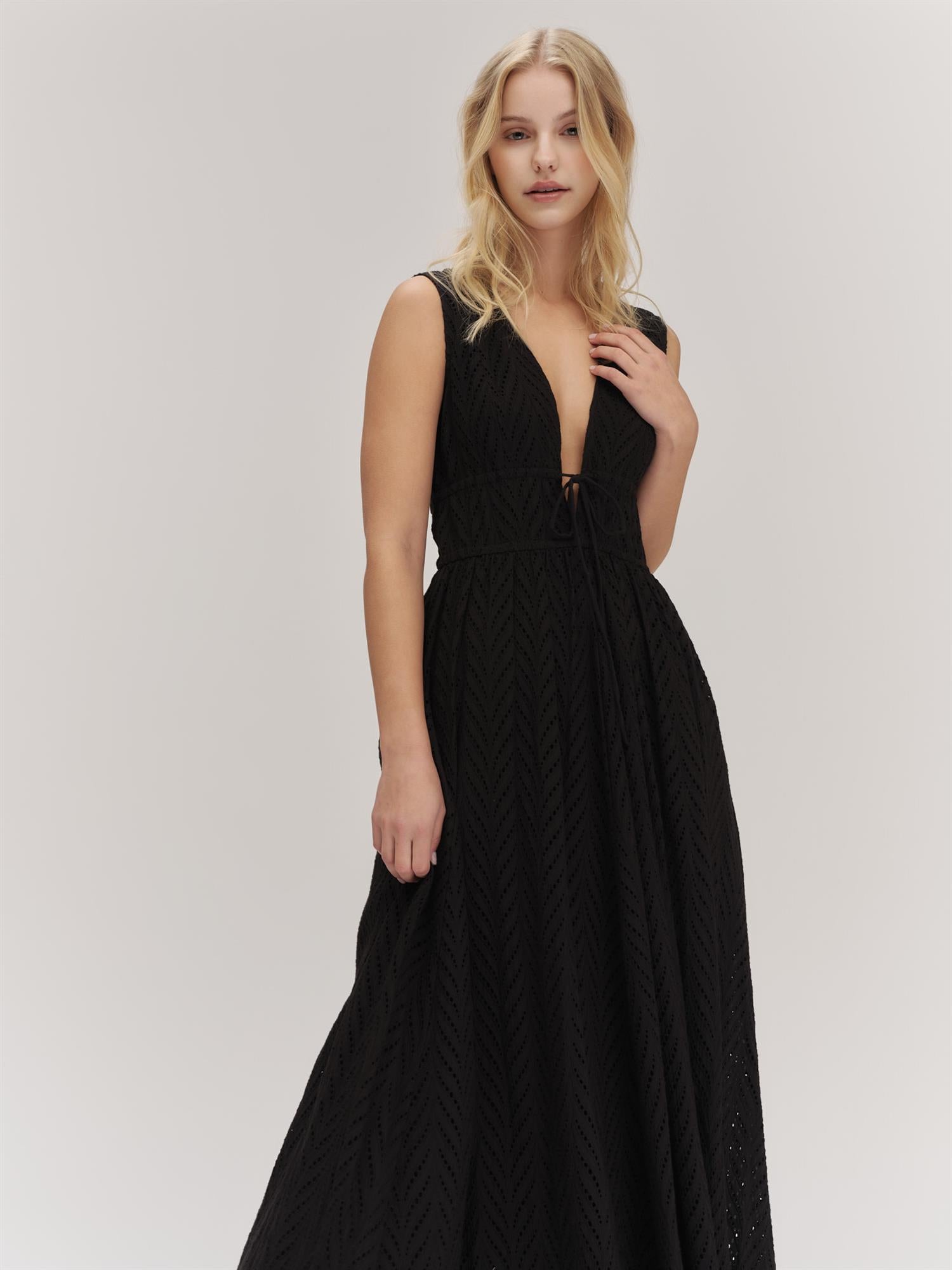 Kathy Herringbone Dress Black