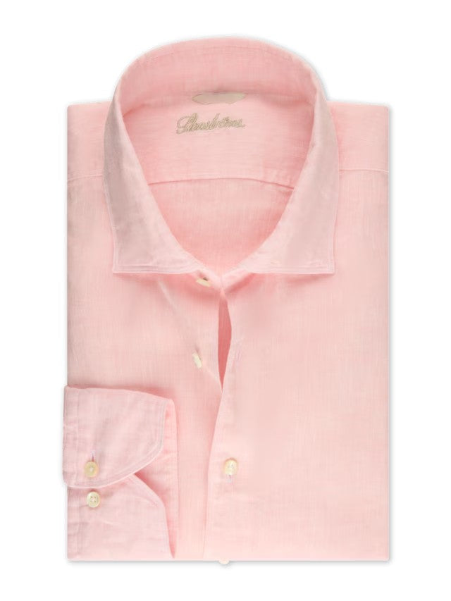 Light pink linen fitted body shirt