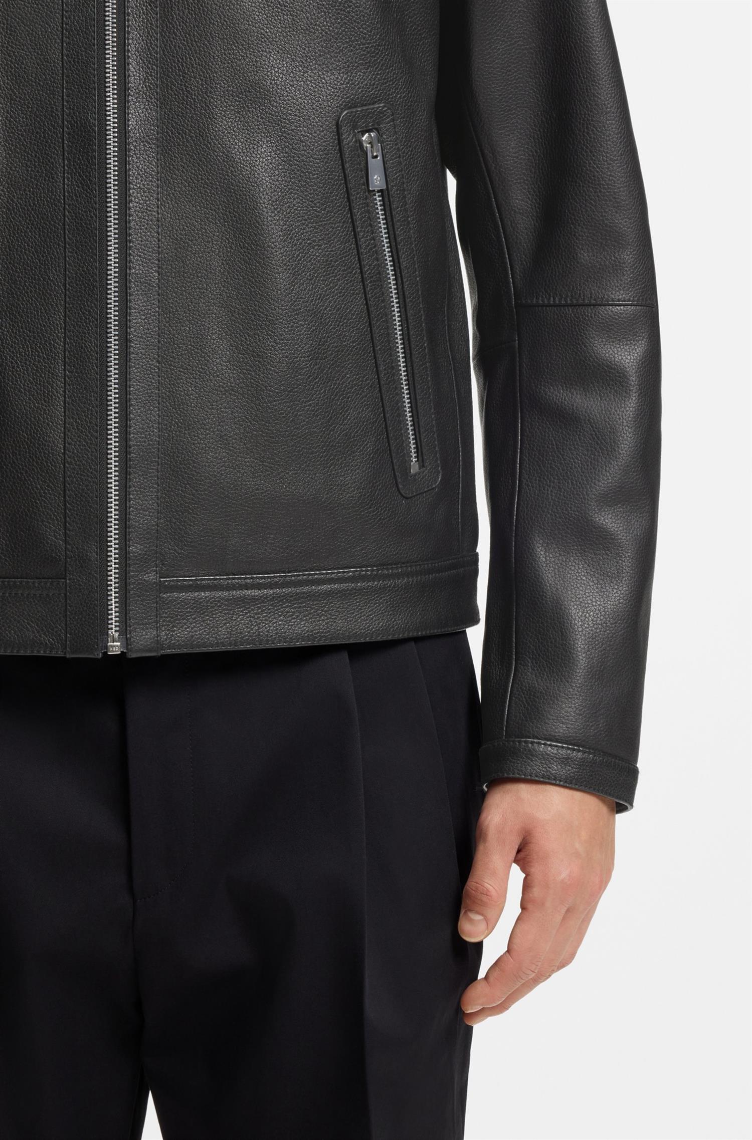 Mansell Grained Leather Jacket Black