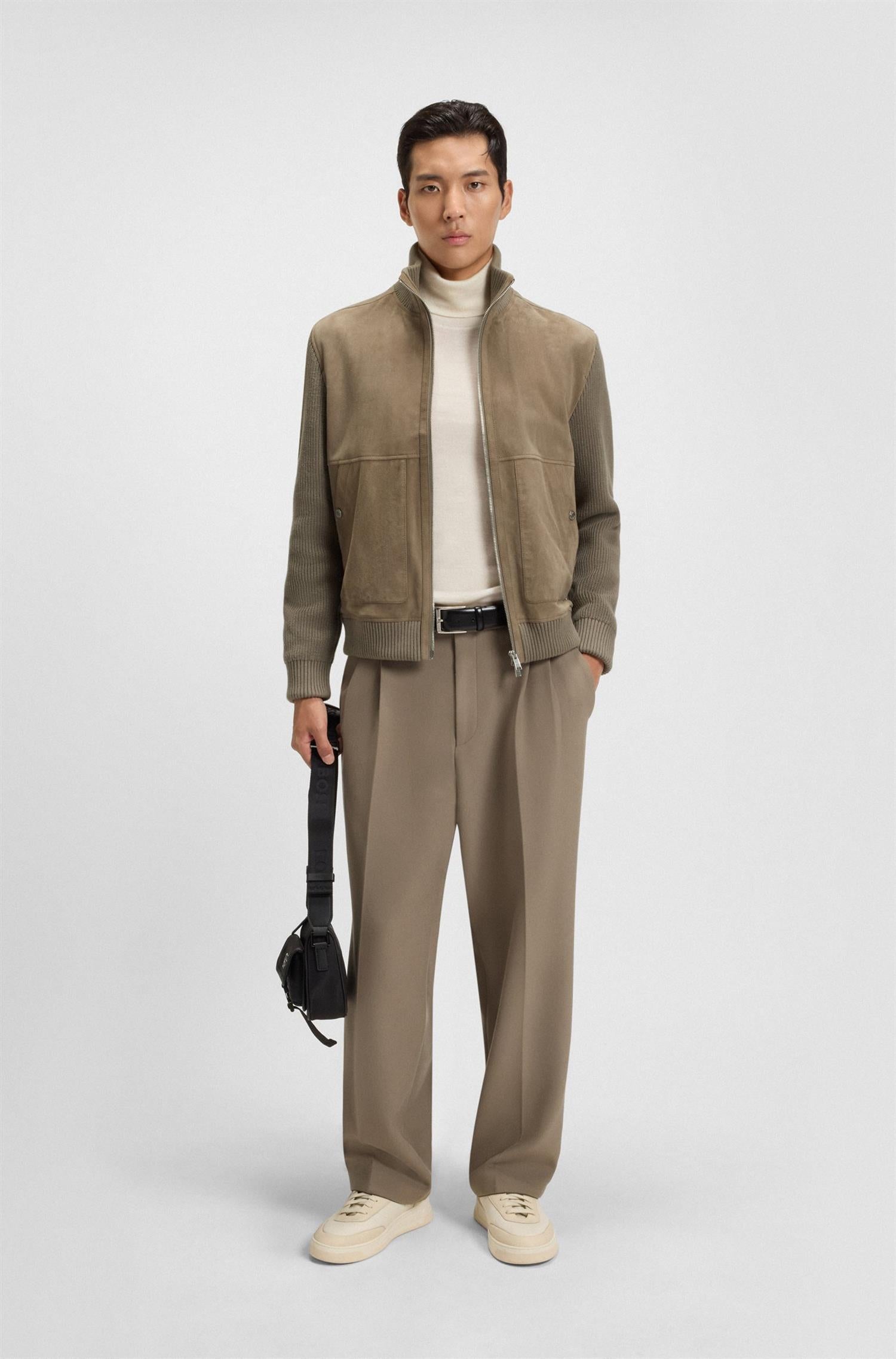 H-Maparo Suede Jacket with knitted sleeves