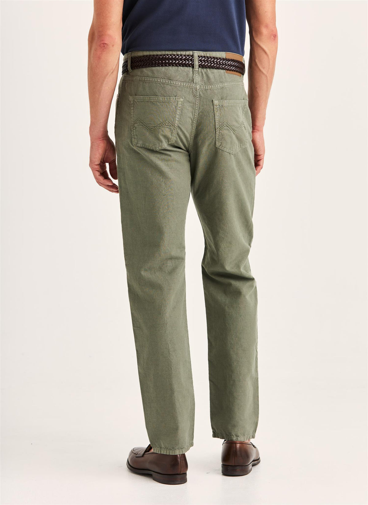 James Washed Linen 5 PKT Olive