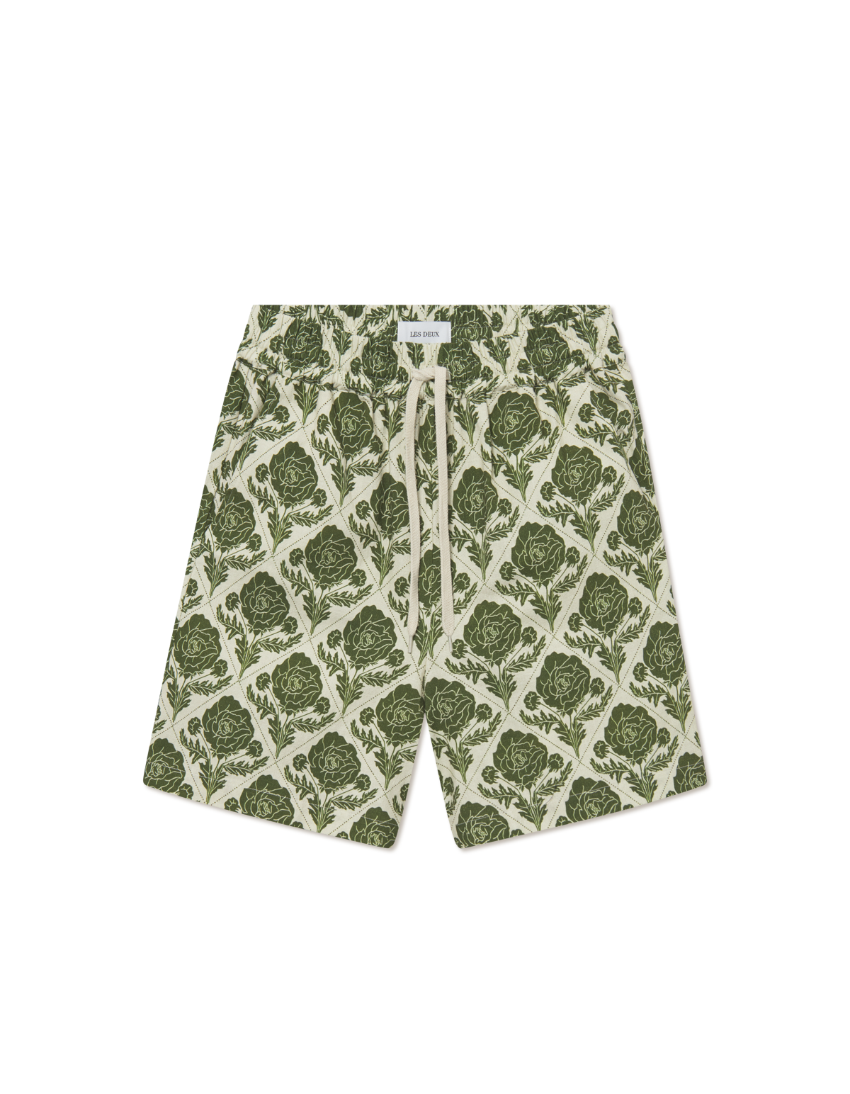 Lesley flower tile AOP shorts vintage green / ivory