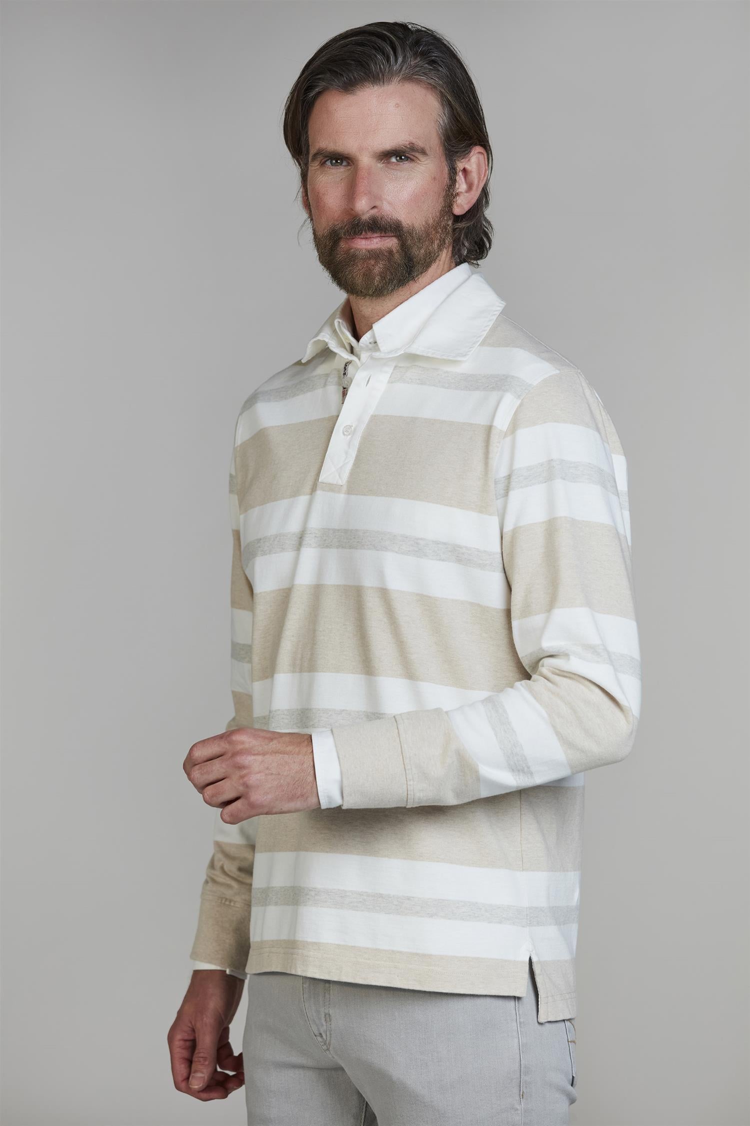 Y.D Stripe Back Rugger Sand