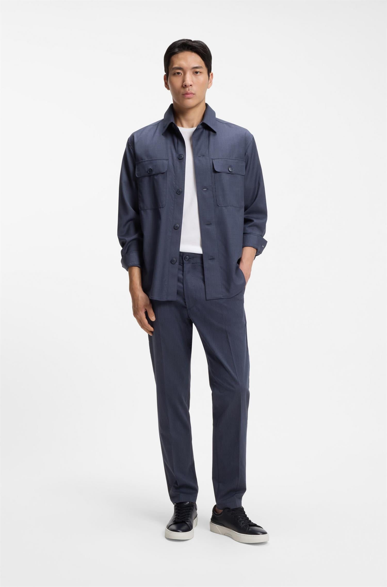 P-Carper Overshirt in washable air wool Blue