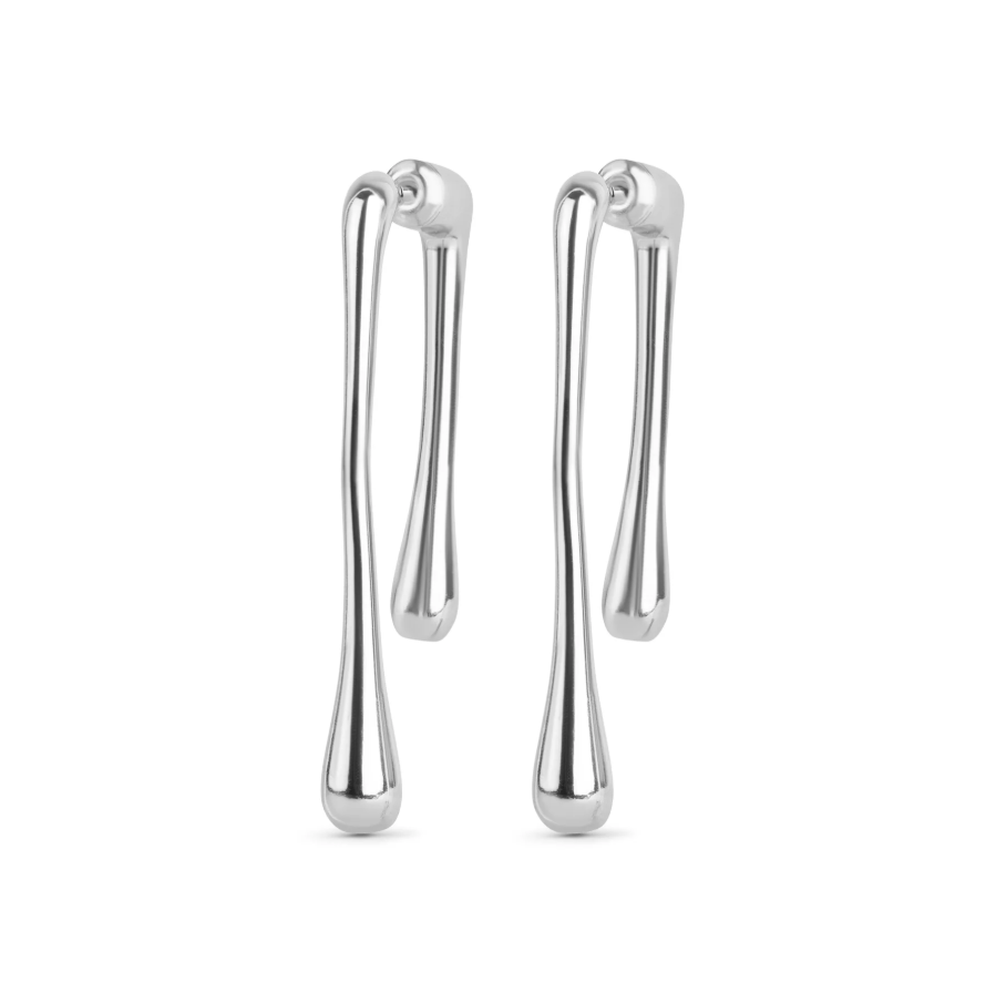 Corinne Drop Bar Earrings Silver