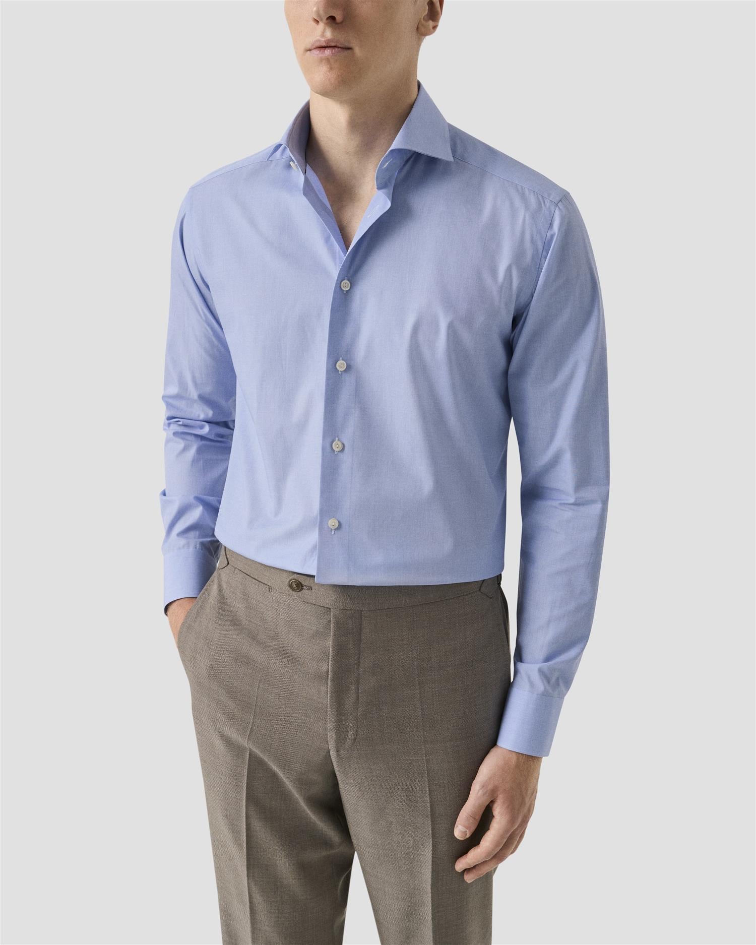 Mid Blue End on End Breeze Poplin Shirt Slimfit