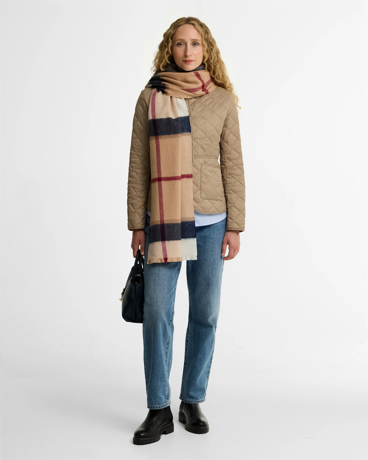Rosefield Tartan Scarf Hessian