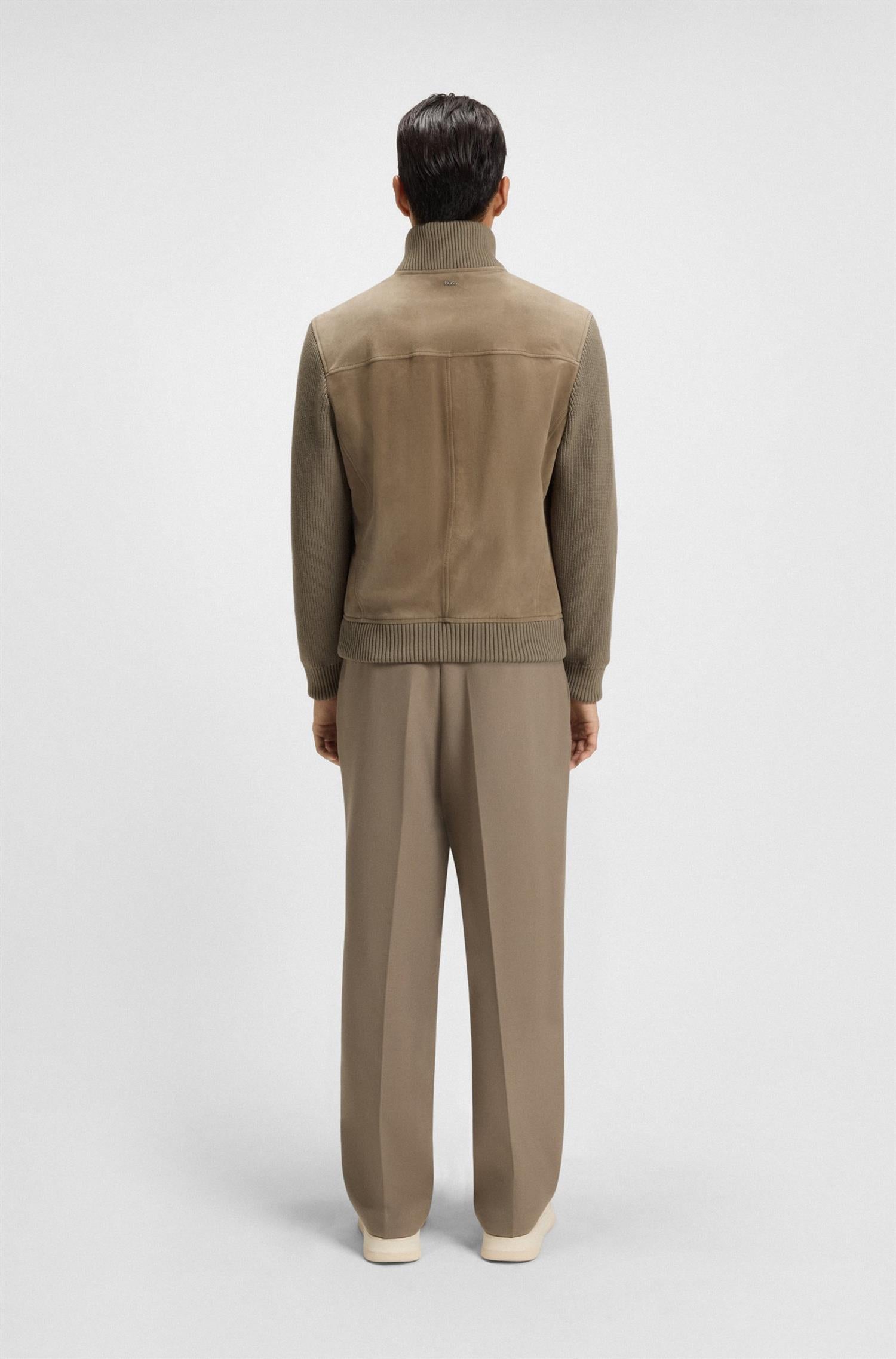 H-Maparo Suede Jacket with knitted sleeves