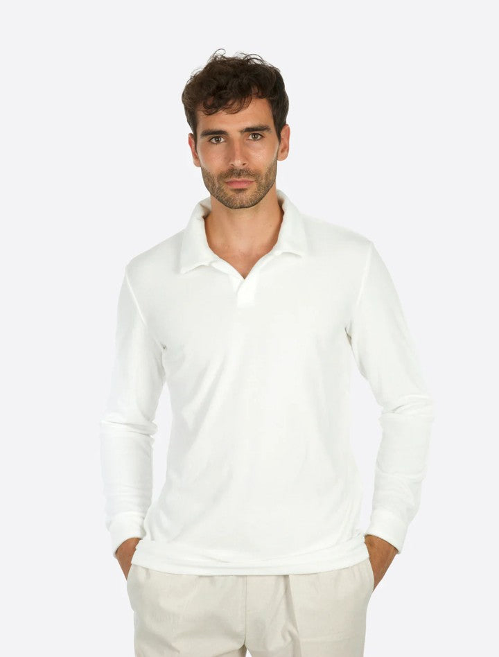 Riviera Terry Polo Long Sleeve White