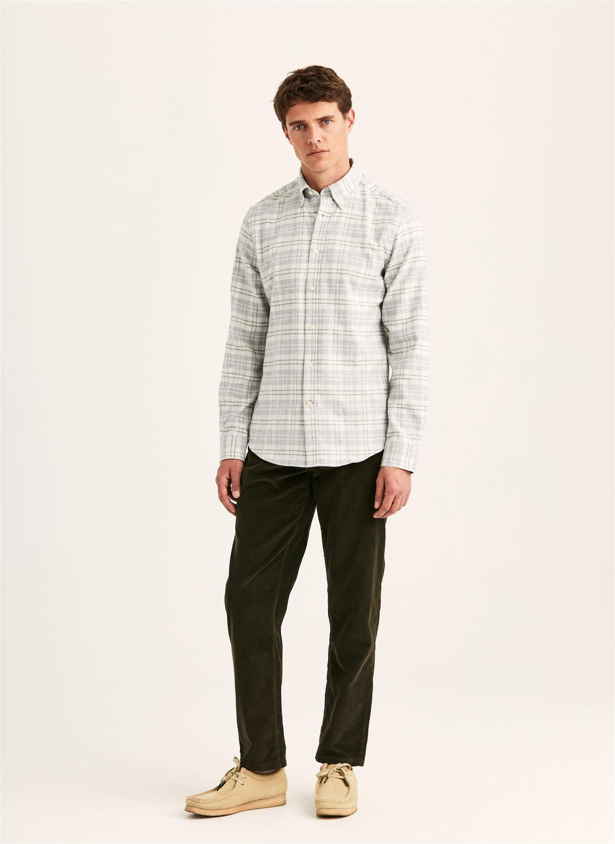 Flannel Mouliné Shirt-Slim Fit Grey