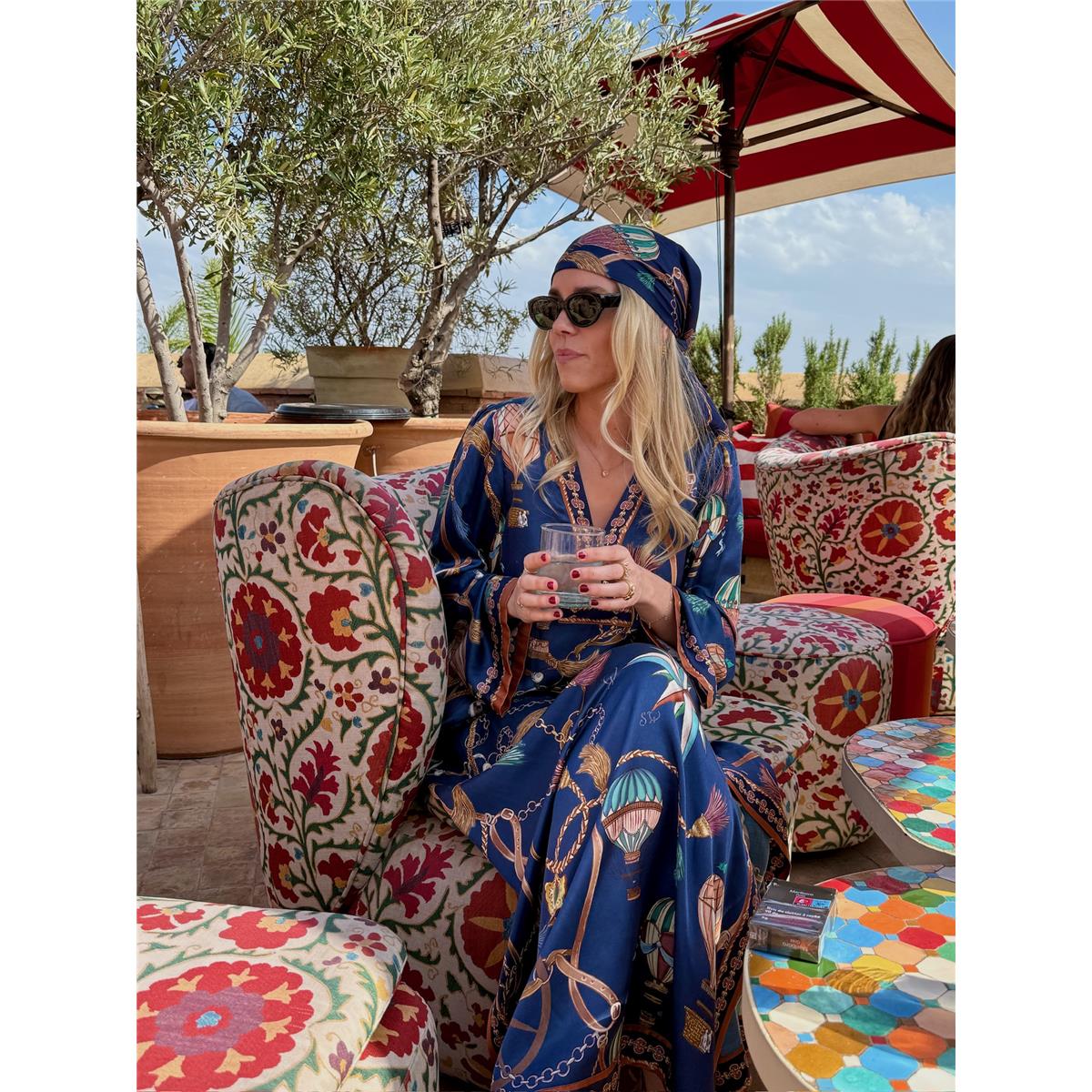 Leilany Silk Scarf Navy