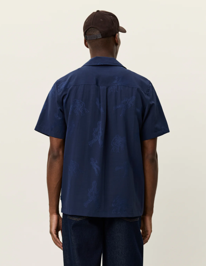 Lesley Players Jacquard SS Shirt Dark Navy