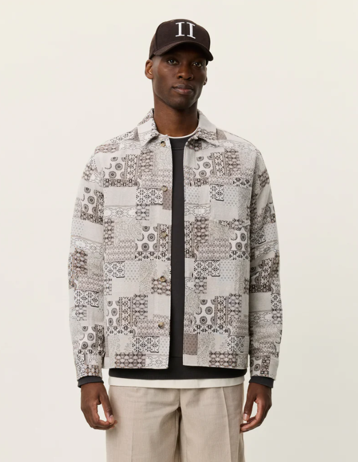 Layton Patchwork Jacquard Overshirt Light Sand