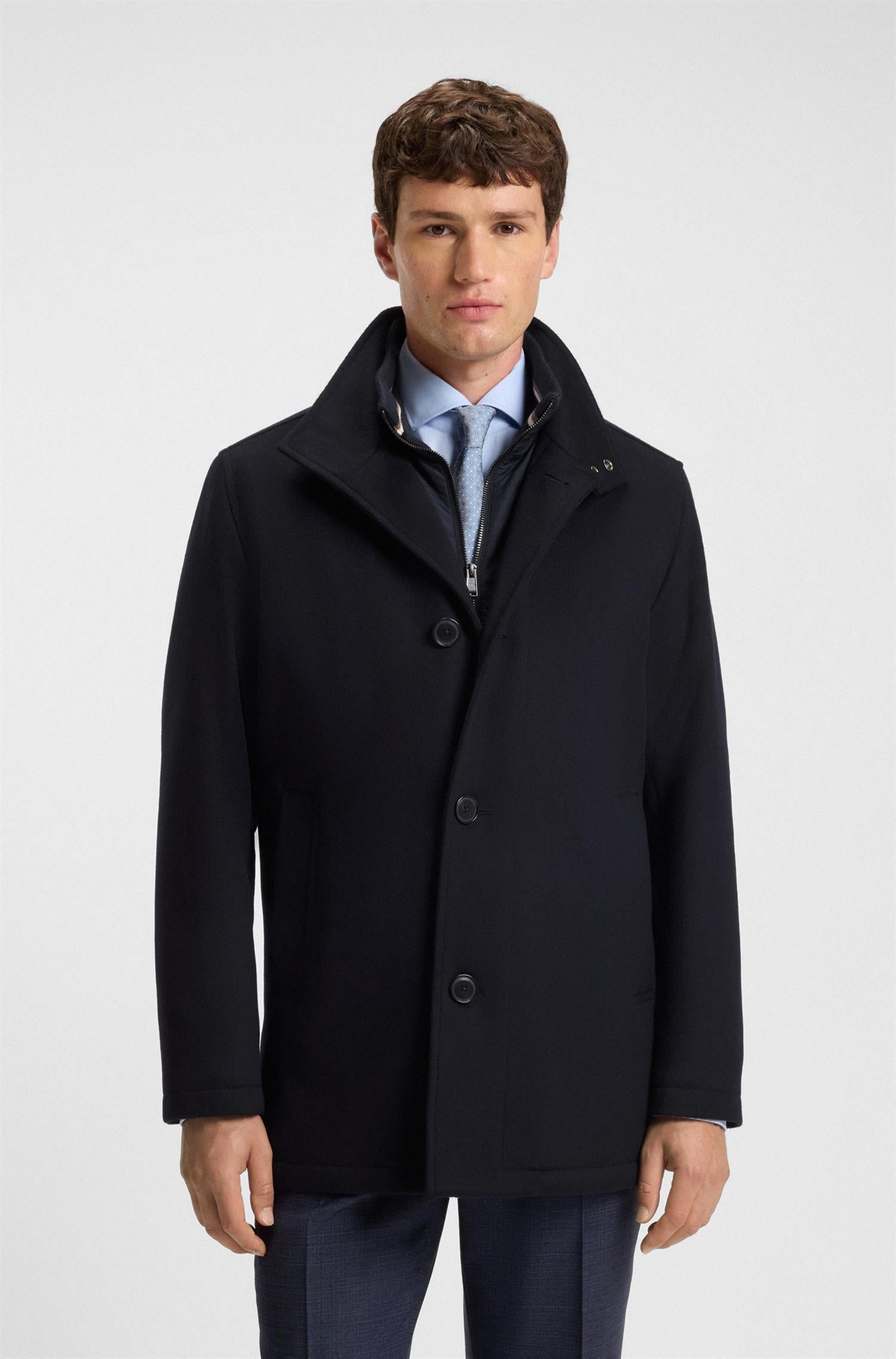 H-Coxtan Wool and Cashmere coat Navy