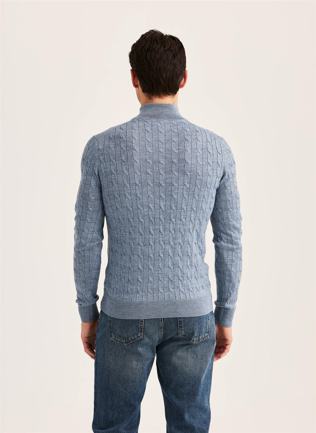Merino Cable John Zip AW26 Iceblue