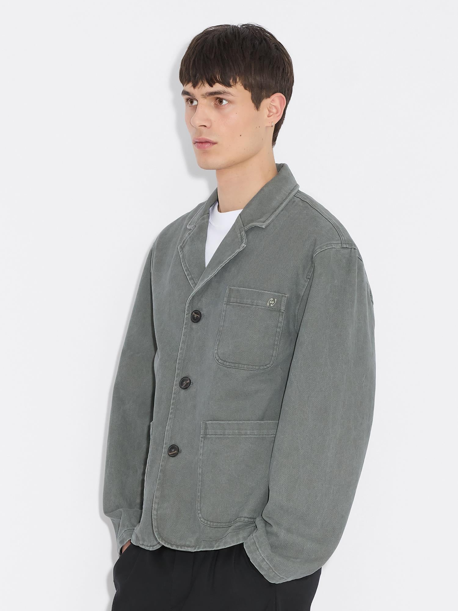 Relaxed Twill Blazer Dusty Blue