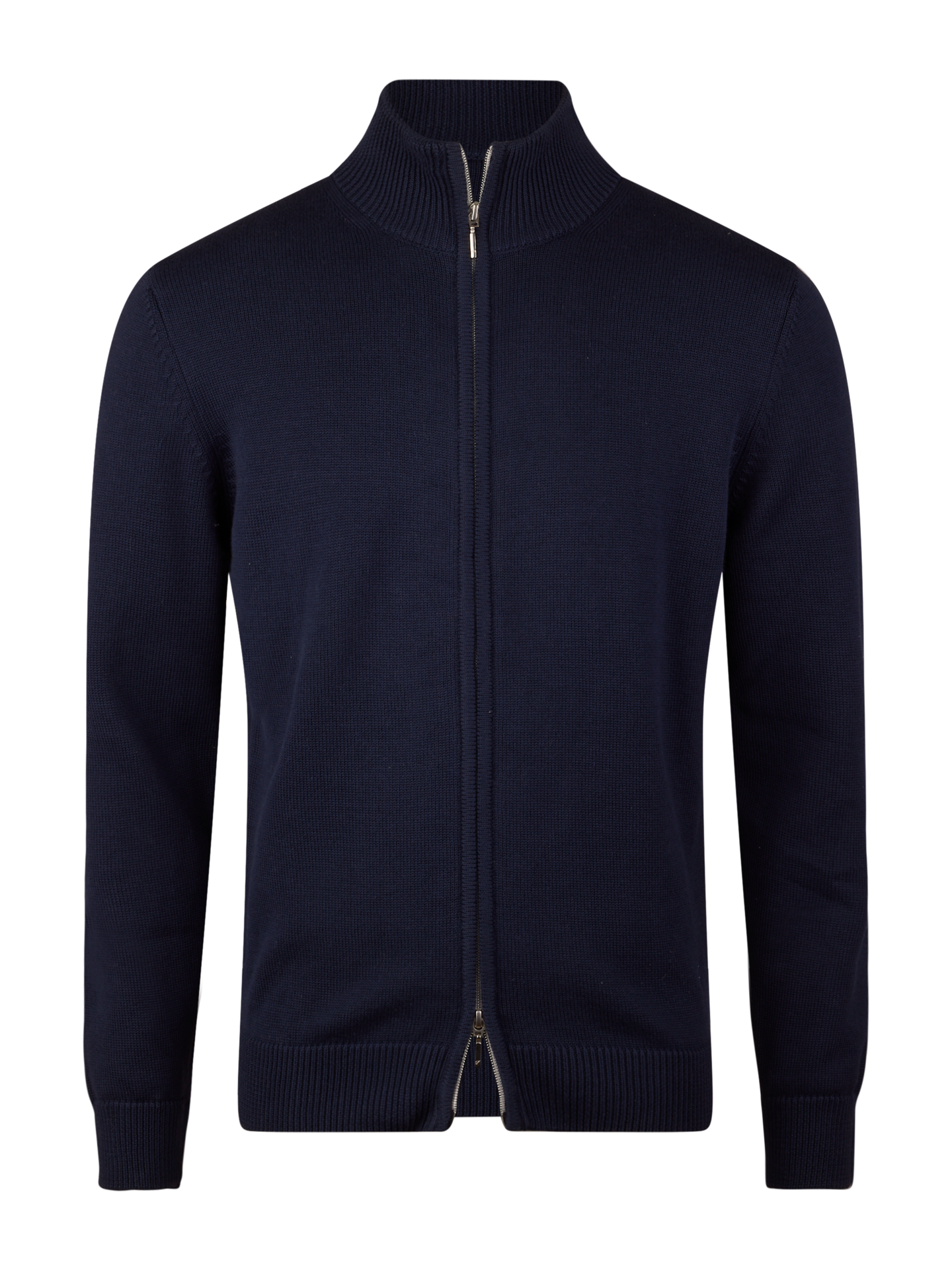 Cardigan Knitted Zip Organic Cotton Navy