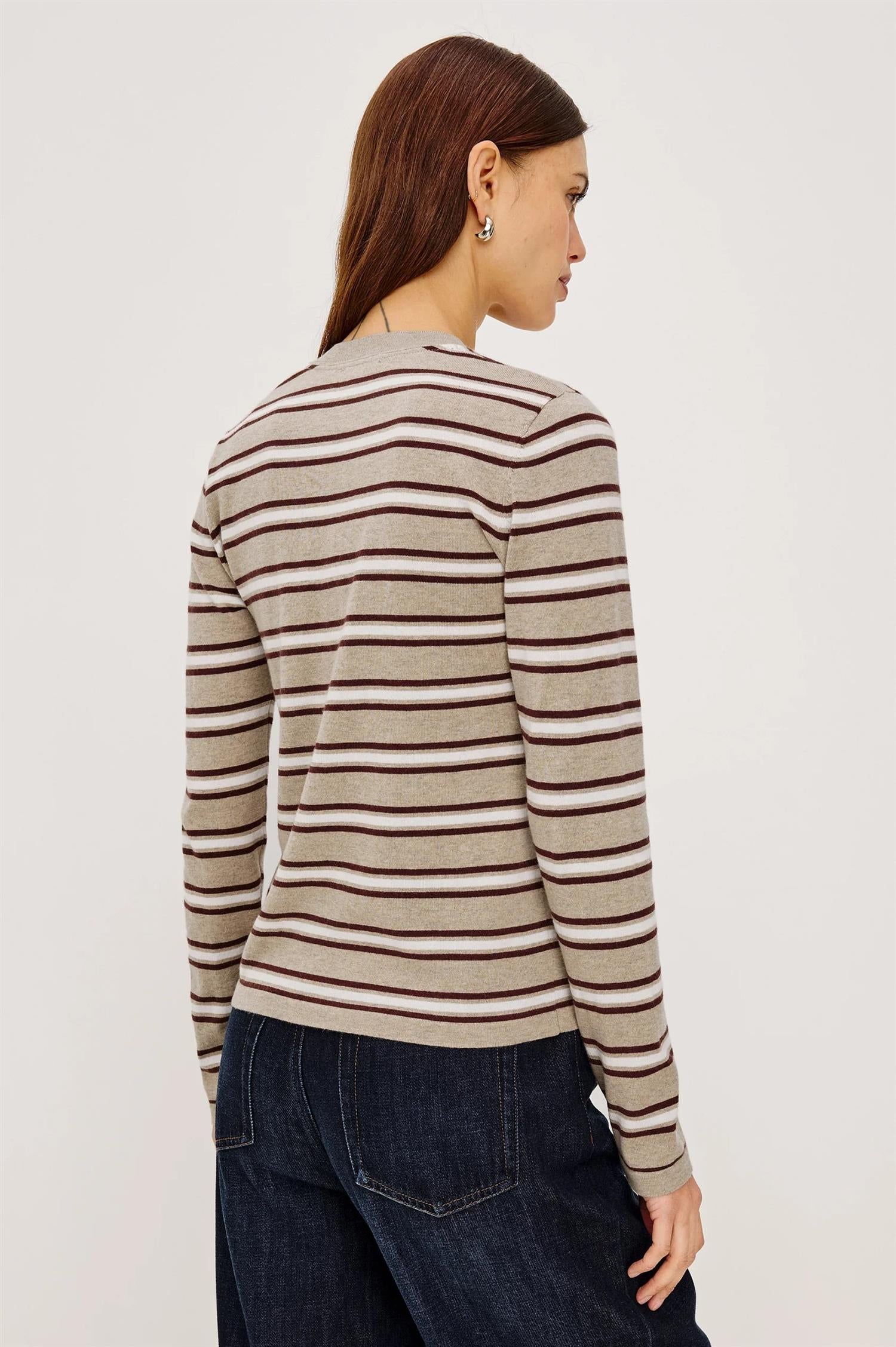 Davie Knit Top Heather Oat Stripe