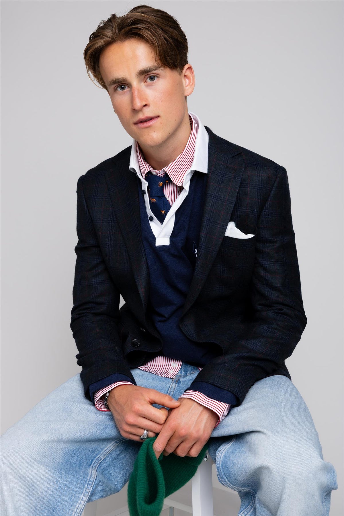 Aiden SB Blazer Navy Green Check