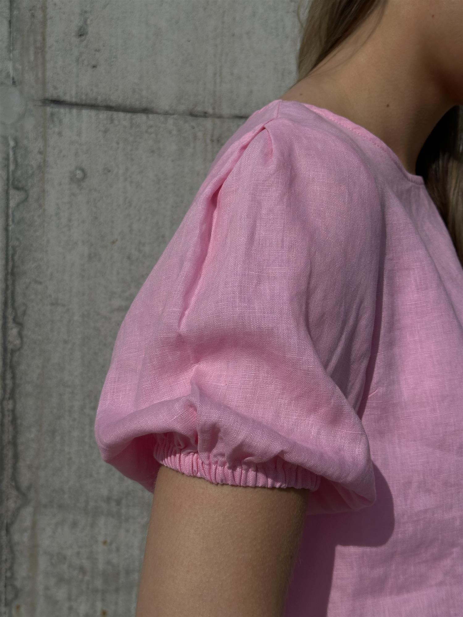 Rose linen Top Pink