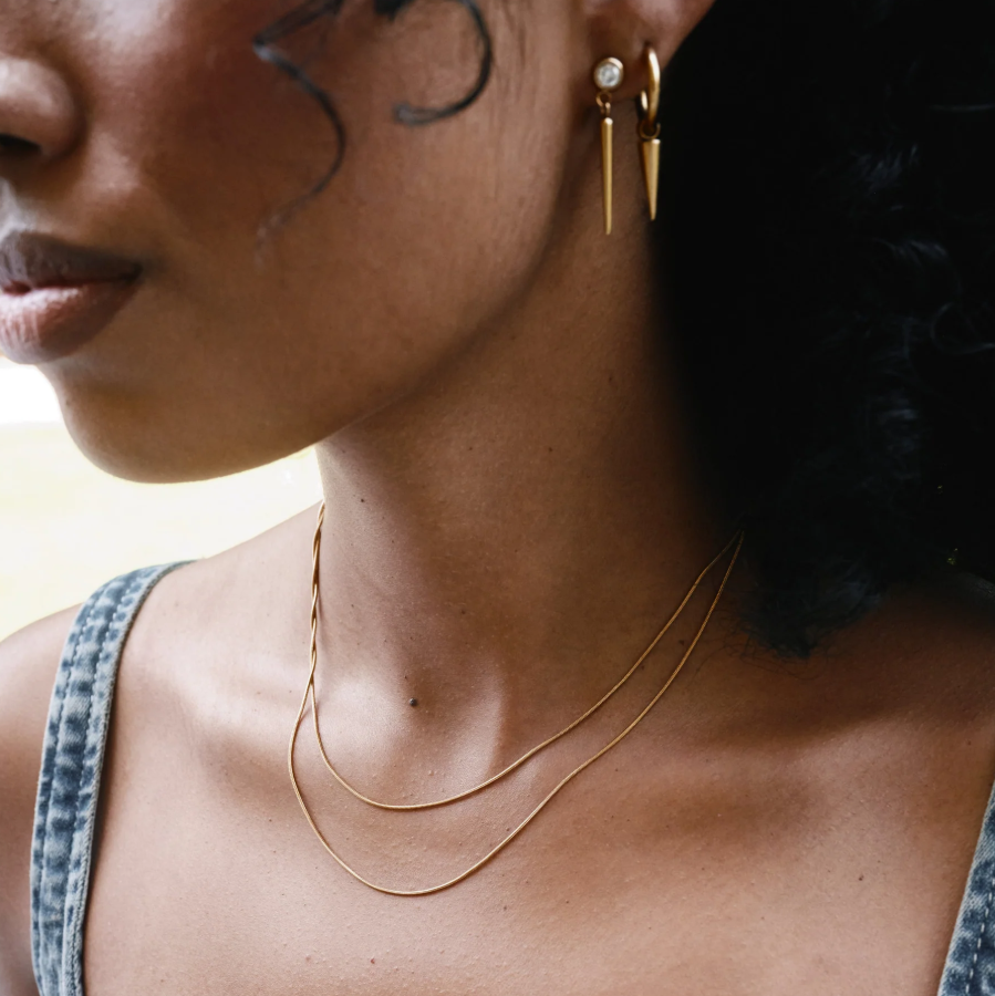 Silvia - Double Chain snake chain necklace stainless steel - gold
