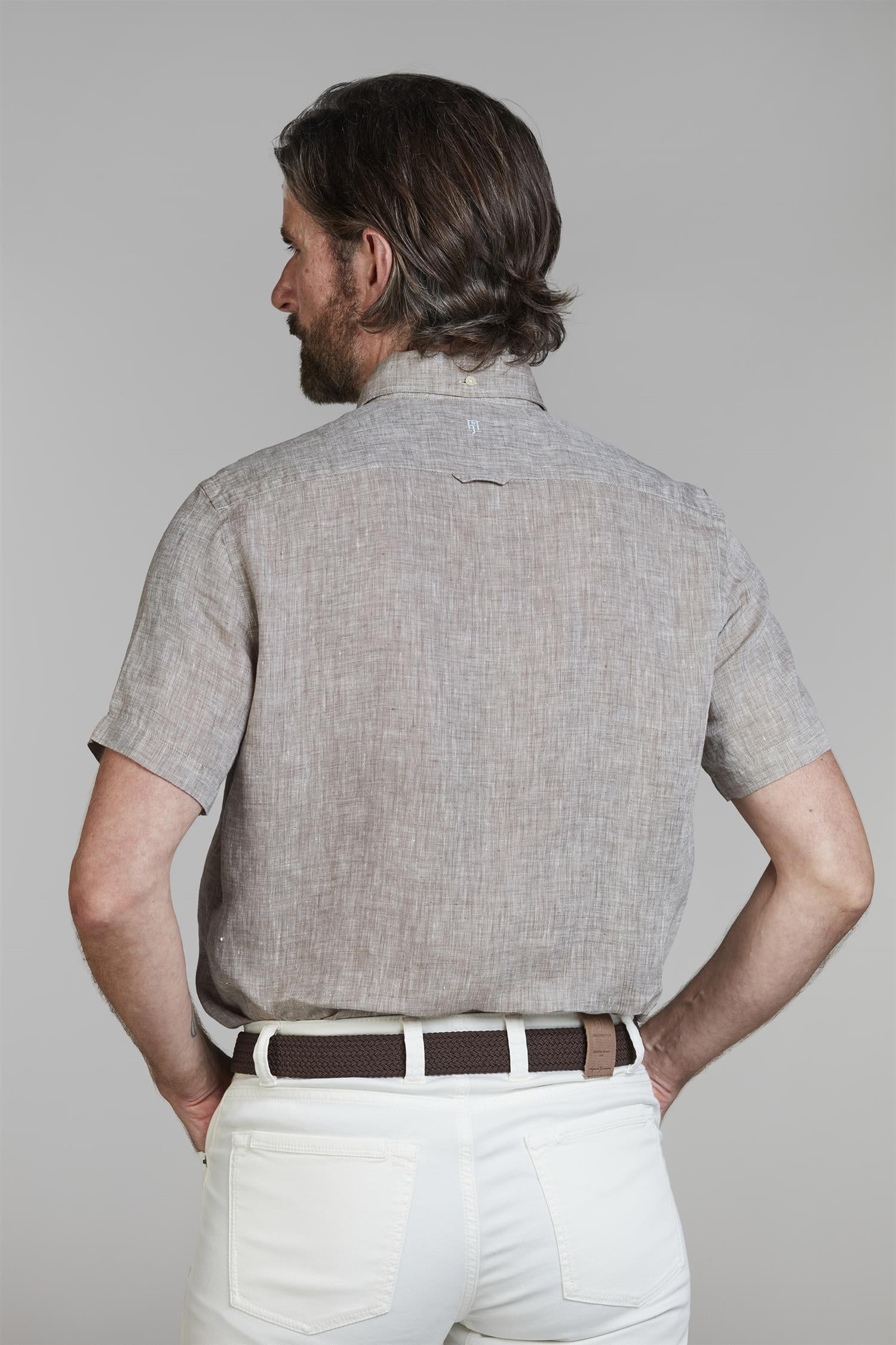 Short Sleeve Linen Shirt Lt.Brown