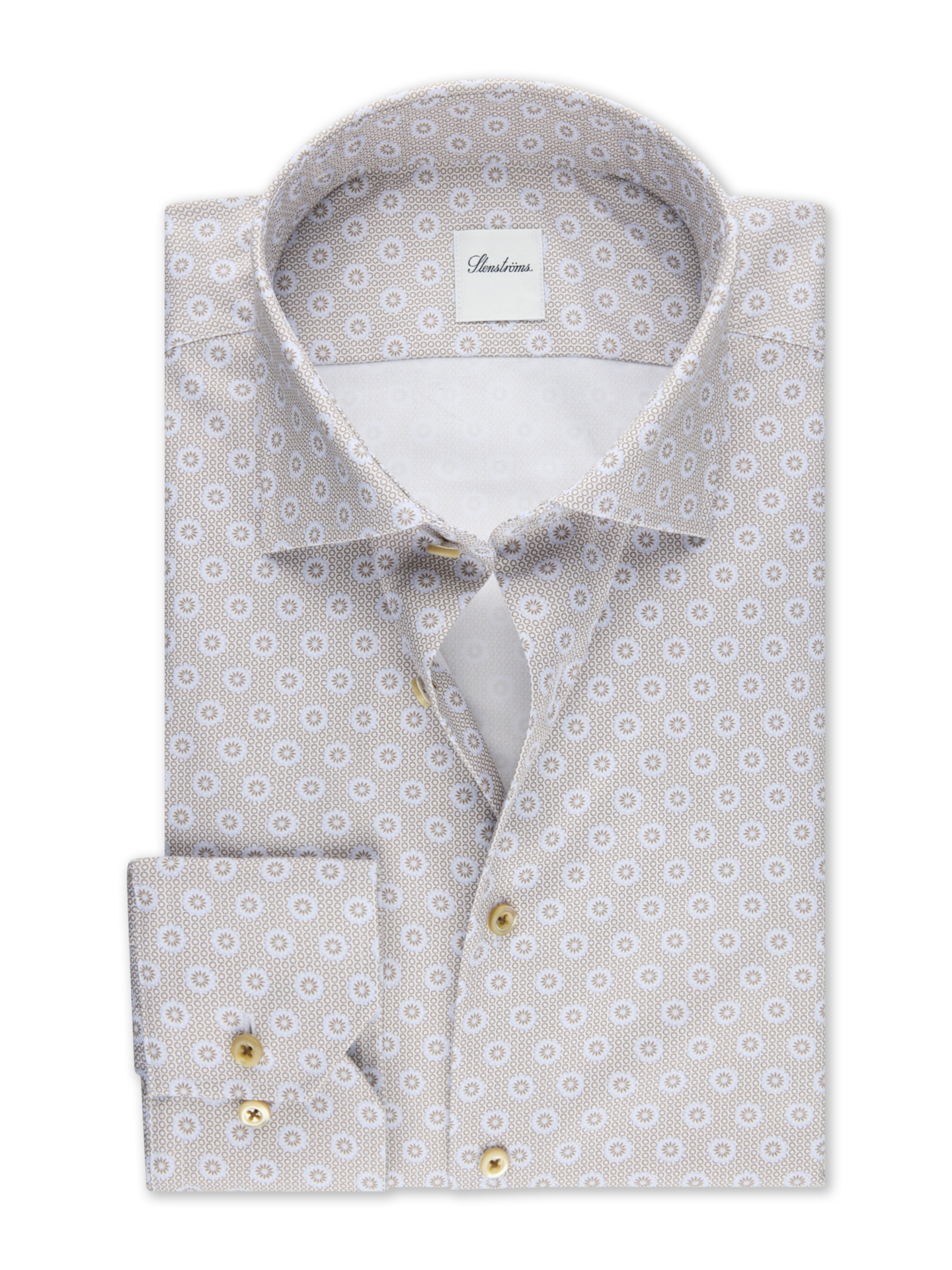 Beige Patterned Twill Regular Shirt