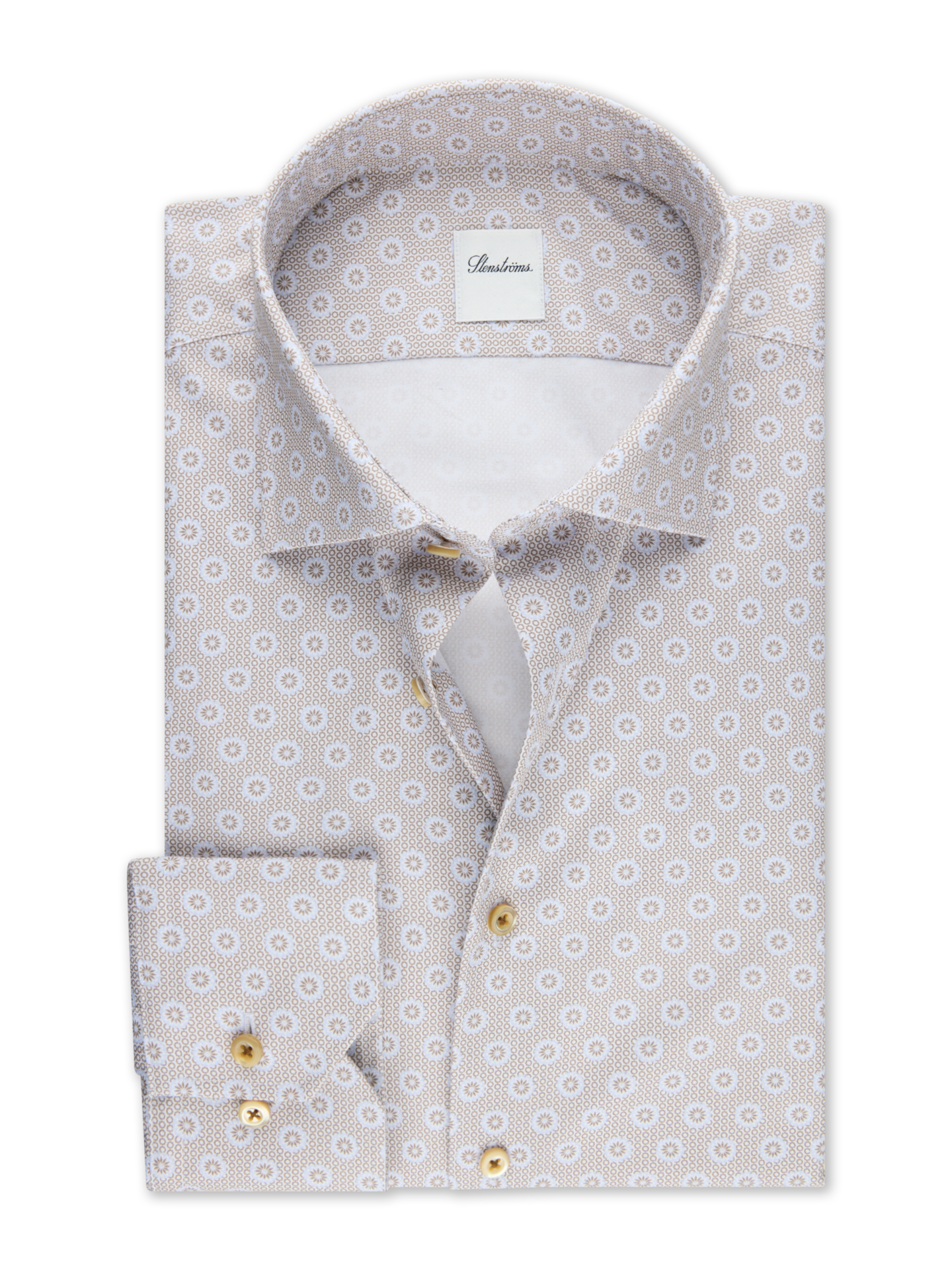 Beige Patterned Twill Regular Shirt