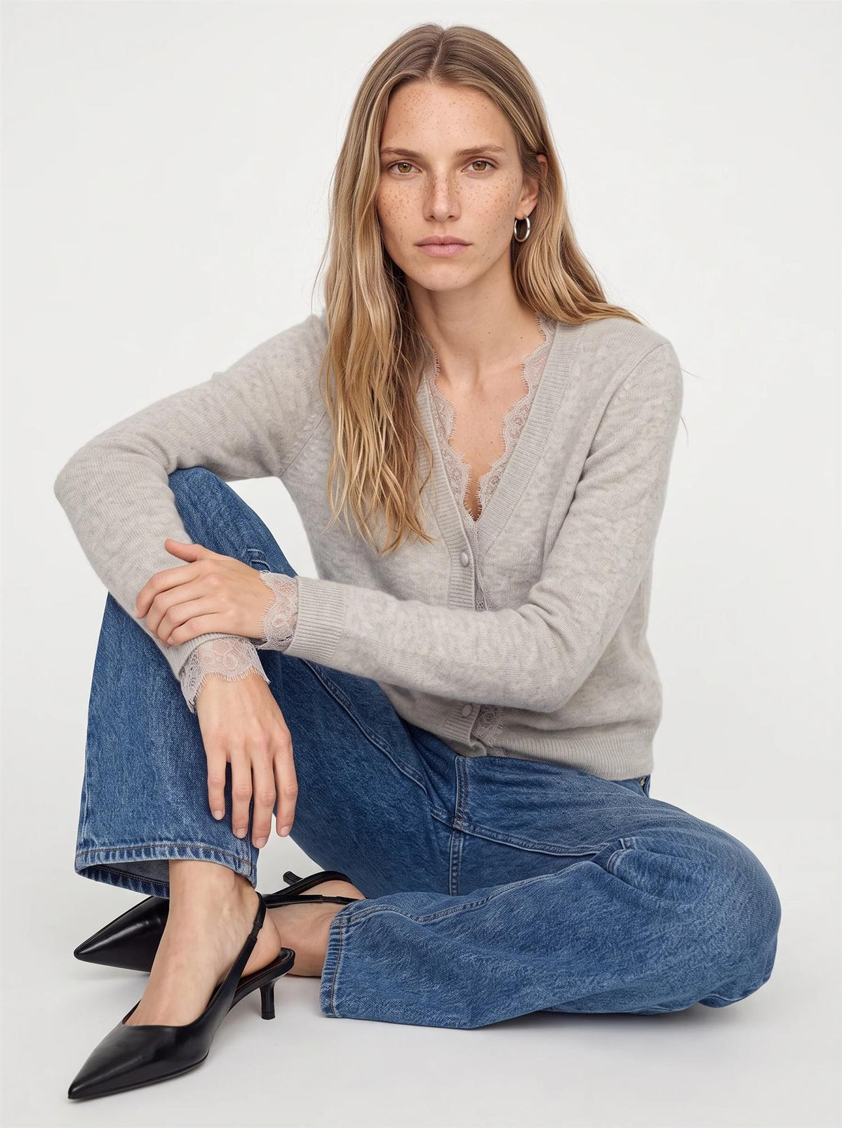 Mmhelmi Lace Knit Cardigan Mourning Dove