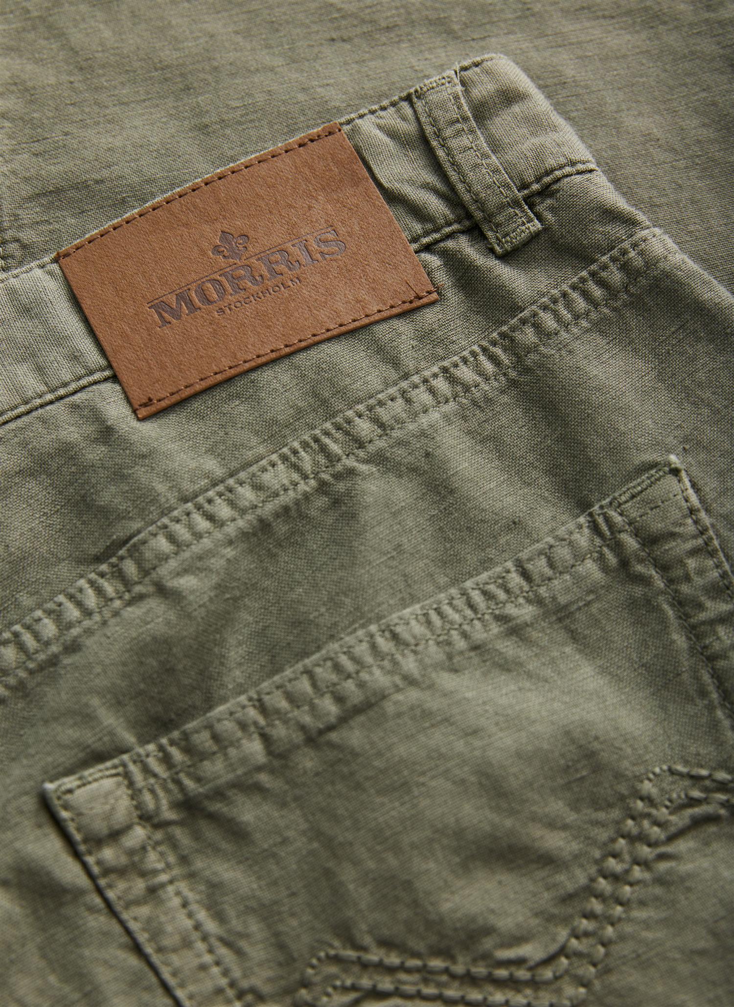 James Washed Linen 5 PKT Olive