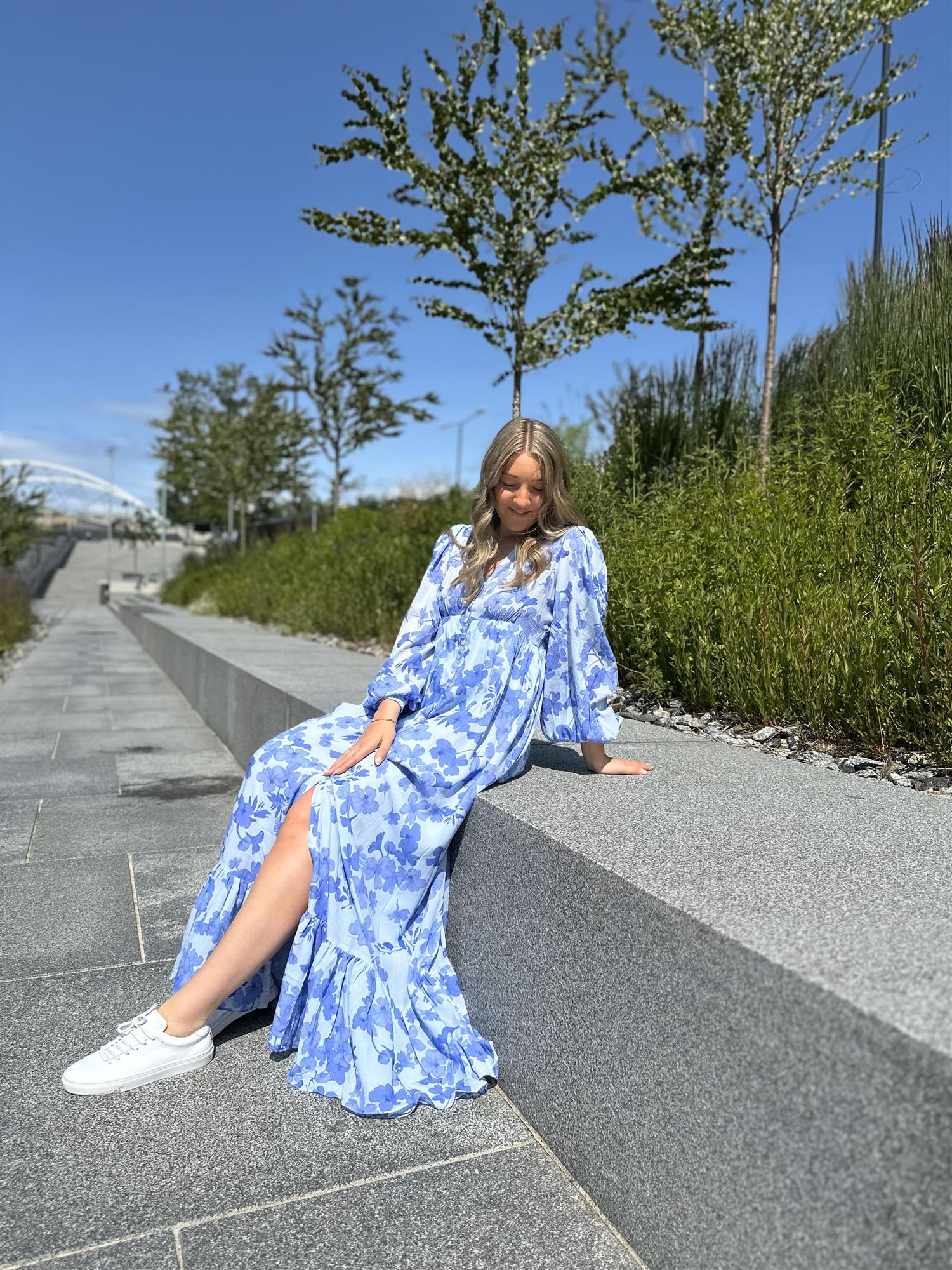 Chiffon Button-Down dress PF25 Skye Blue