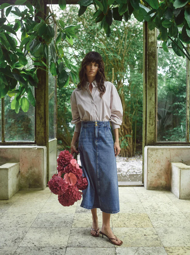 Mmleala Denim Skirt Mid Blue