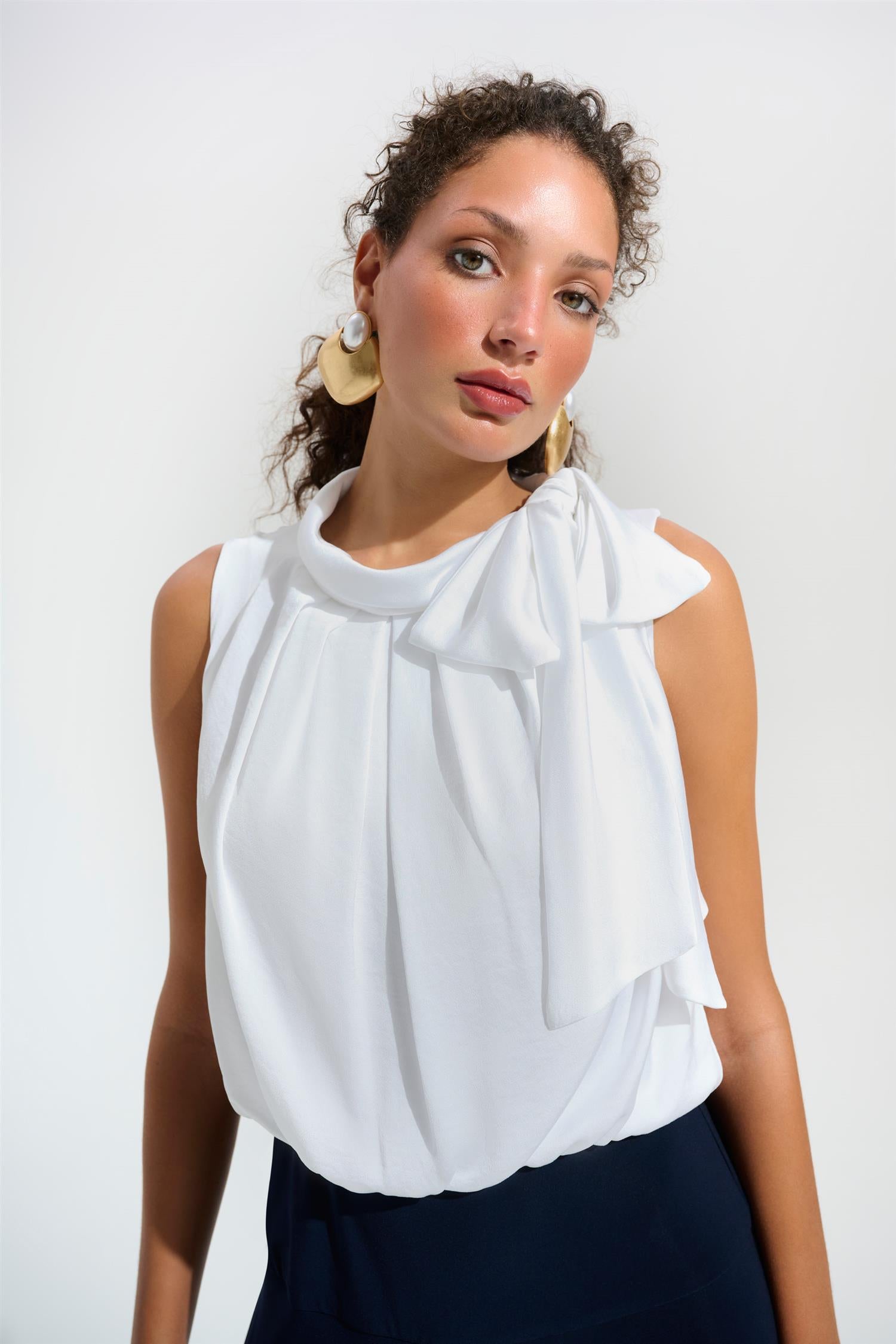 Silky Knit And Satin Wide Leg Jumpsuit Navy/White