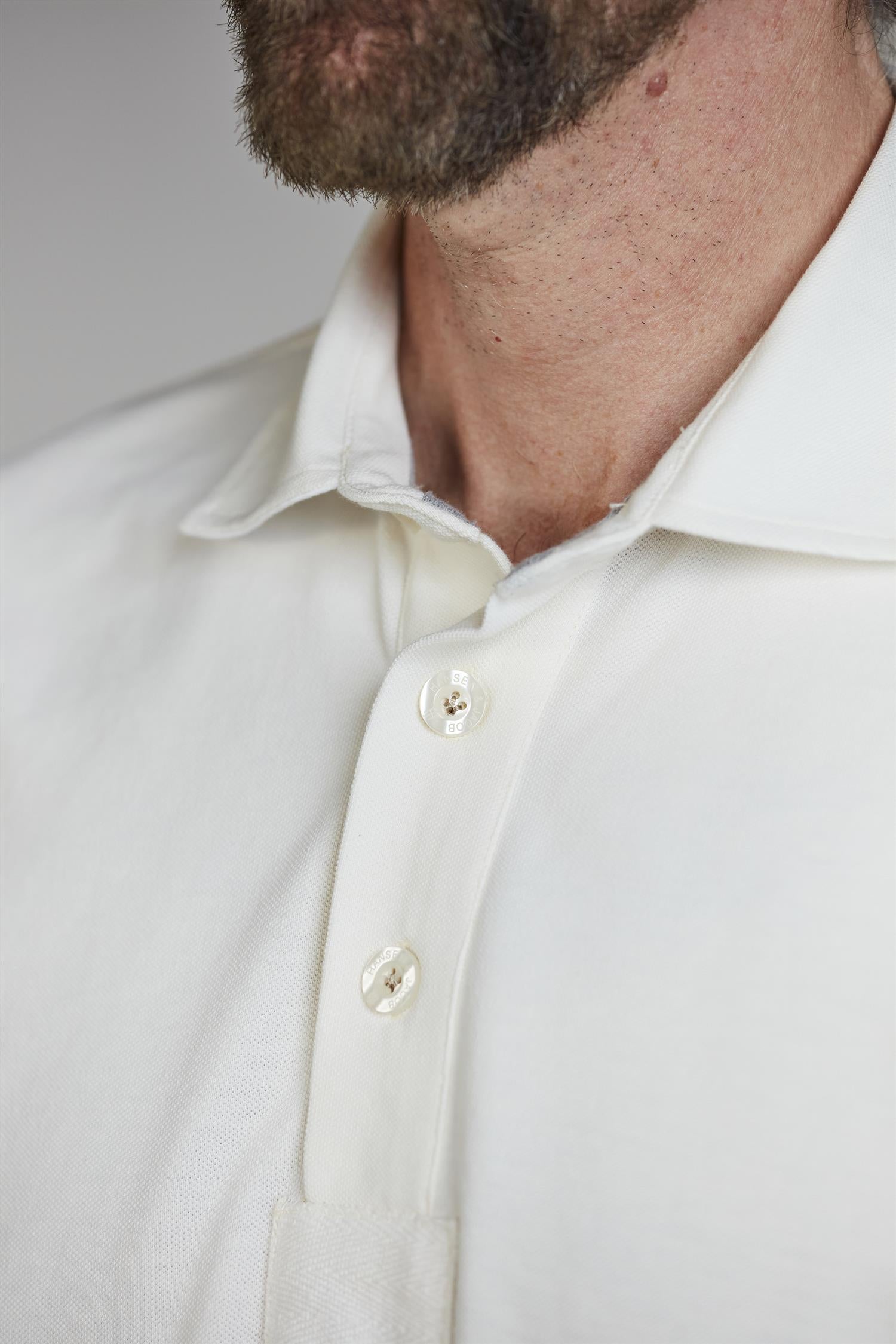 Stripe Back Polo Off White