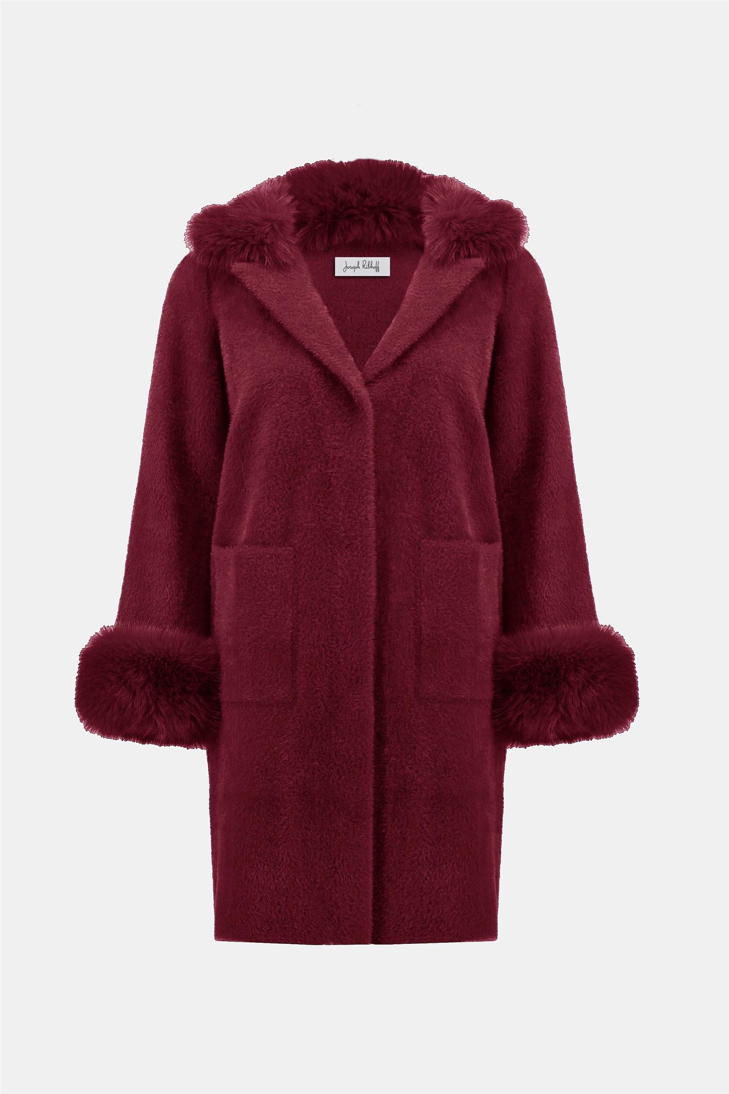 Coat with Fure Burgundy