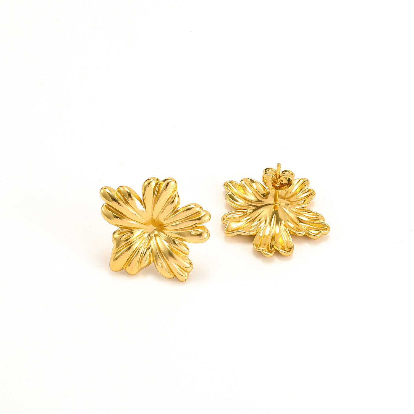MABEL-FLOWER STUD EARRINGS STAINLESS STEEL-GOLD