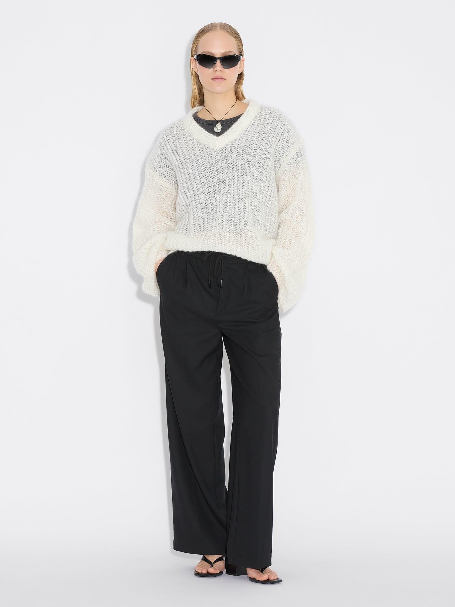 Boxy Mohair V-Neck Ecru