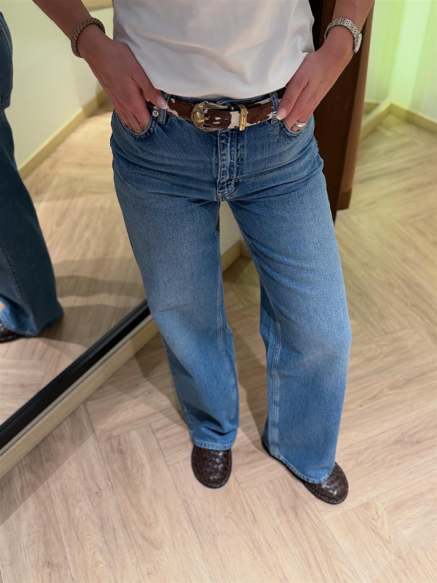 Paula Silver Leather Belt Gold