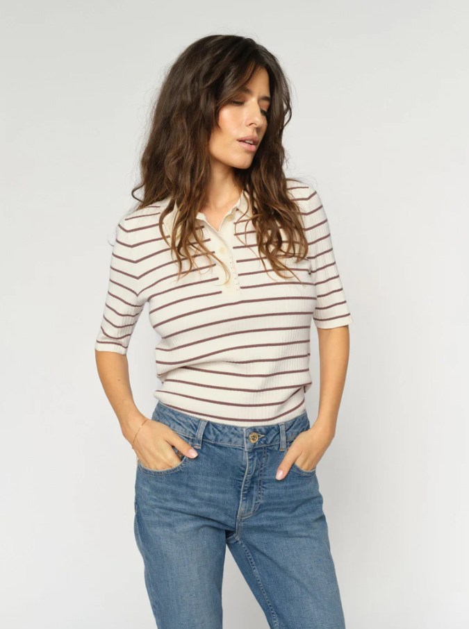 Mmcaliz Stripe SS Knit Coffee Quartz