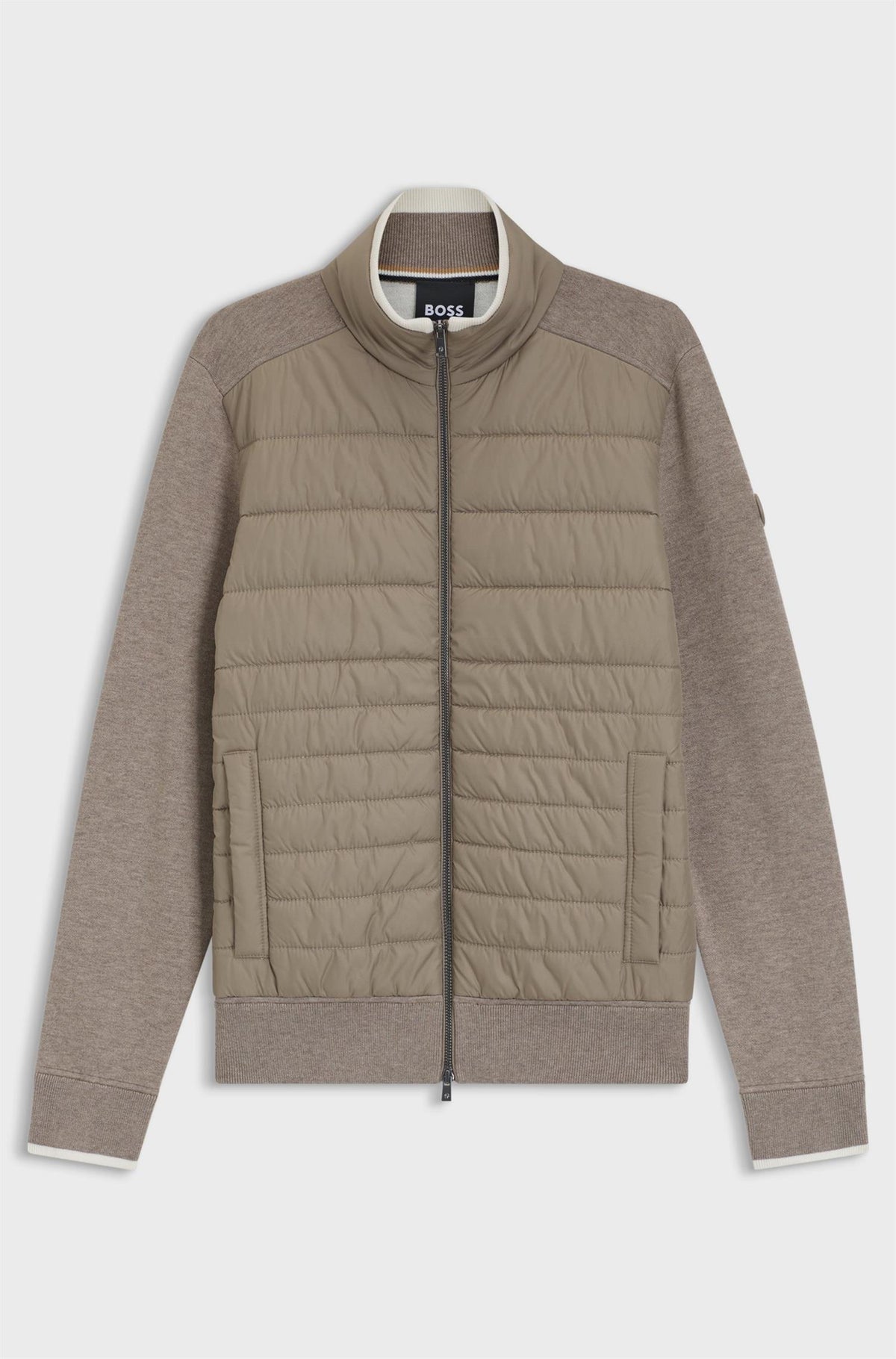 H-Facente Zip Up Jacket With Padded Front Light Brown