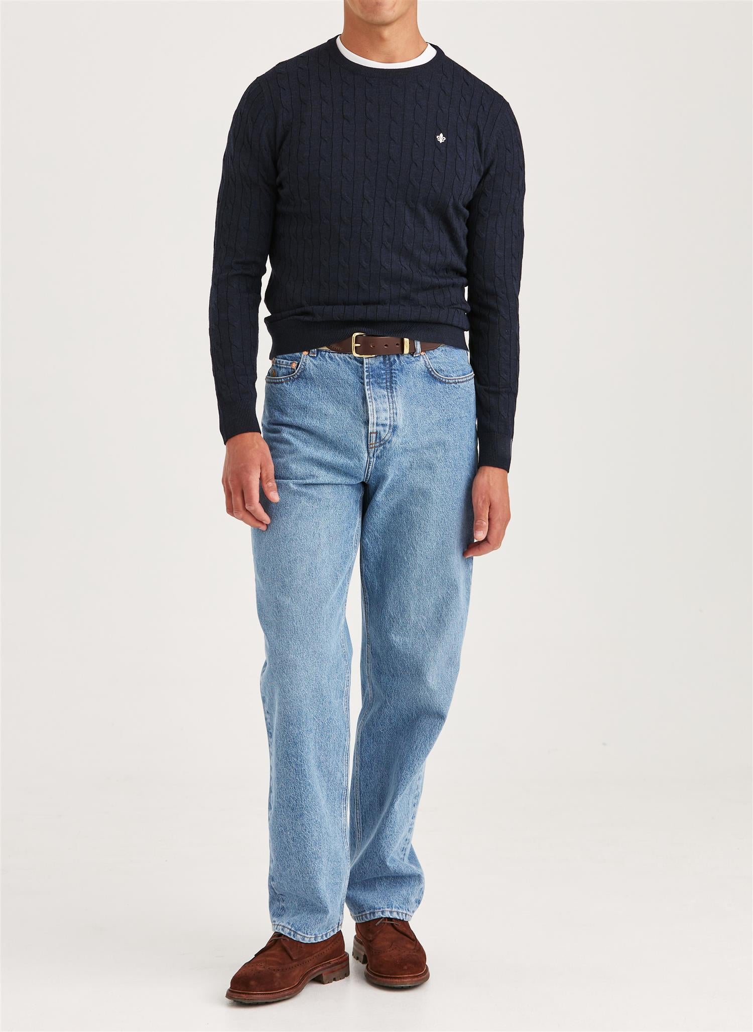 Merino Cable Oneck Navy