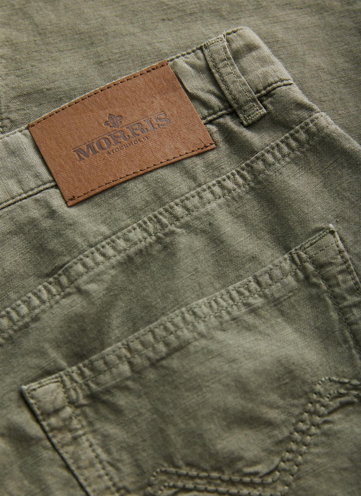James Washed Linen 5 PKT Olive