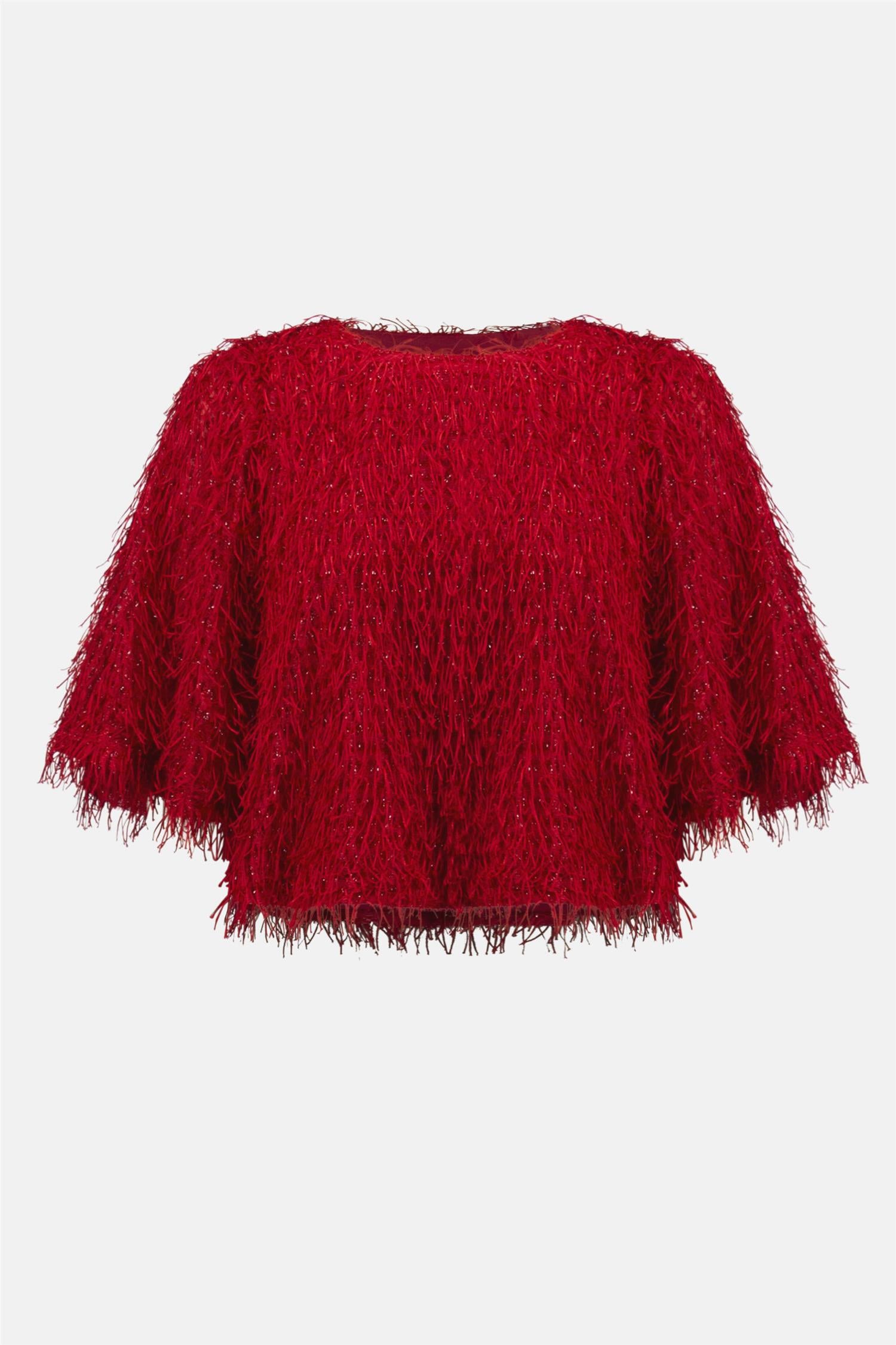 Novelty Fringe Boxy Top Red