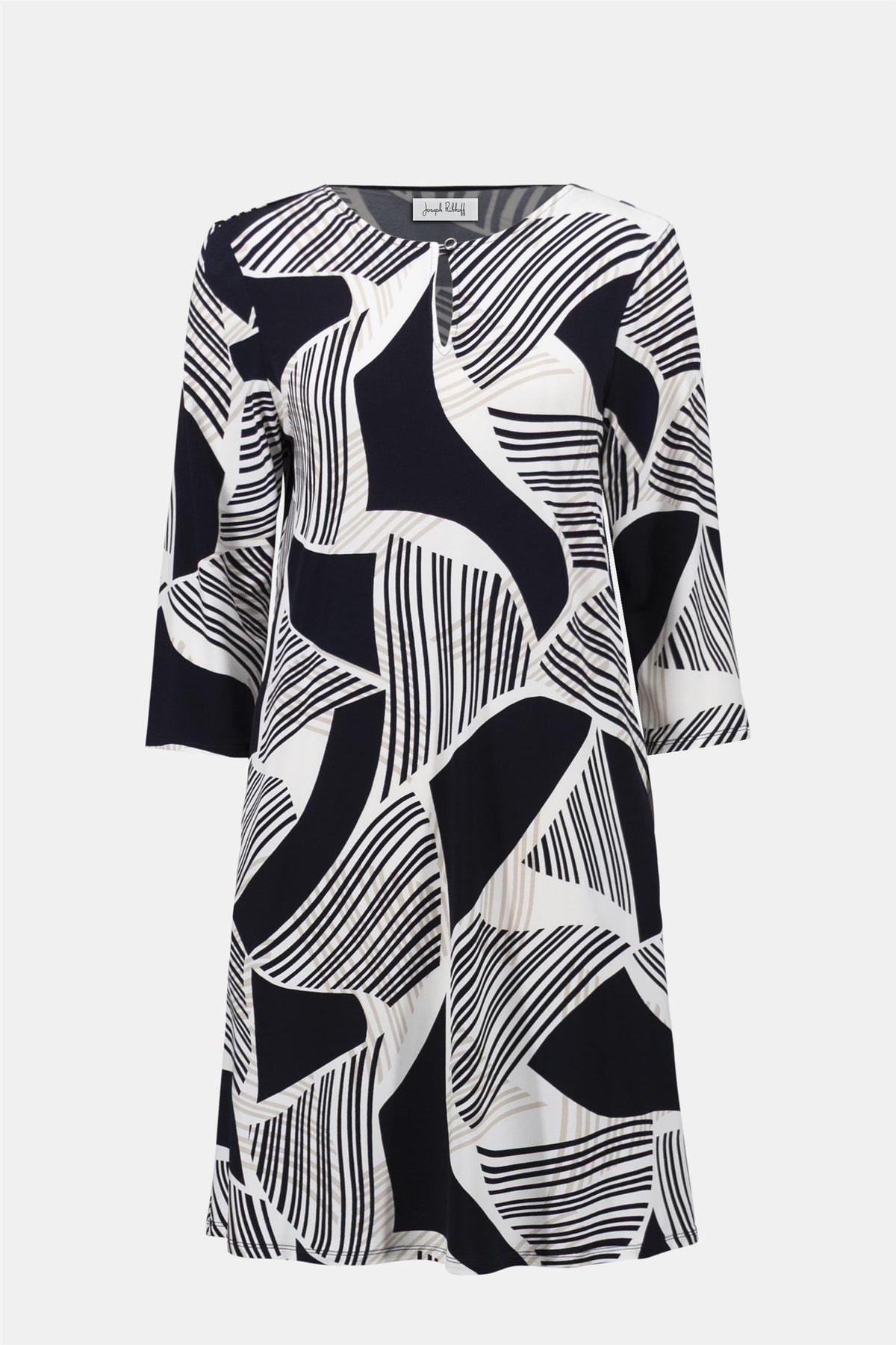 Silky Knit Geometric Print Dress Vanilla/Multi