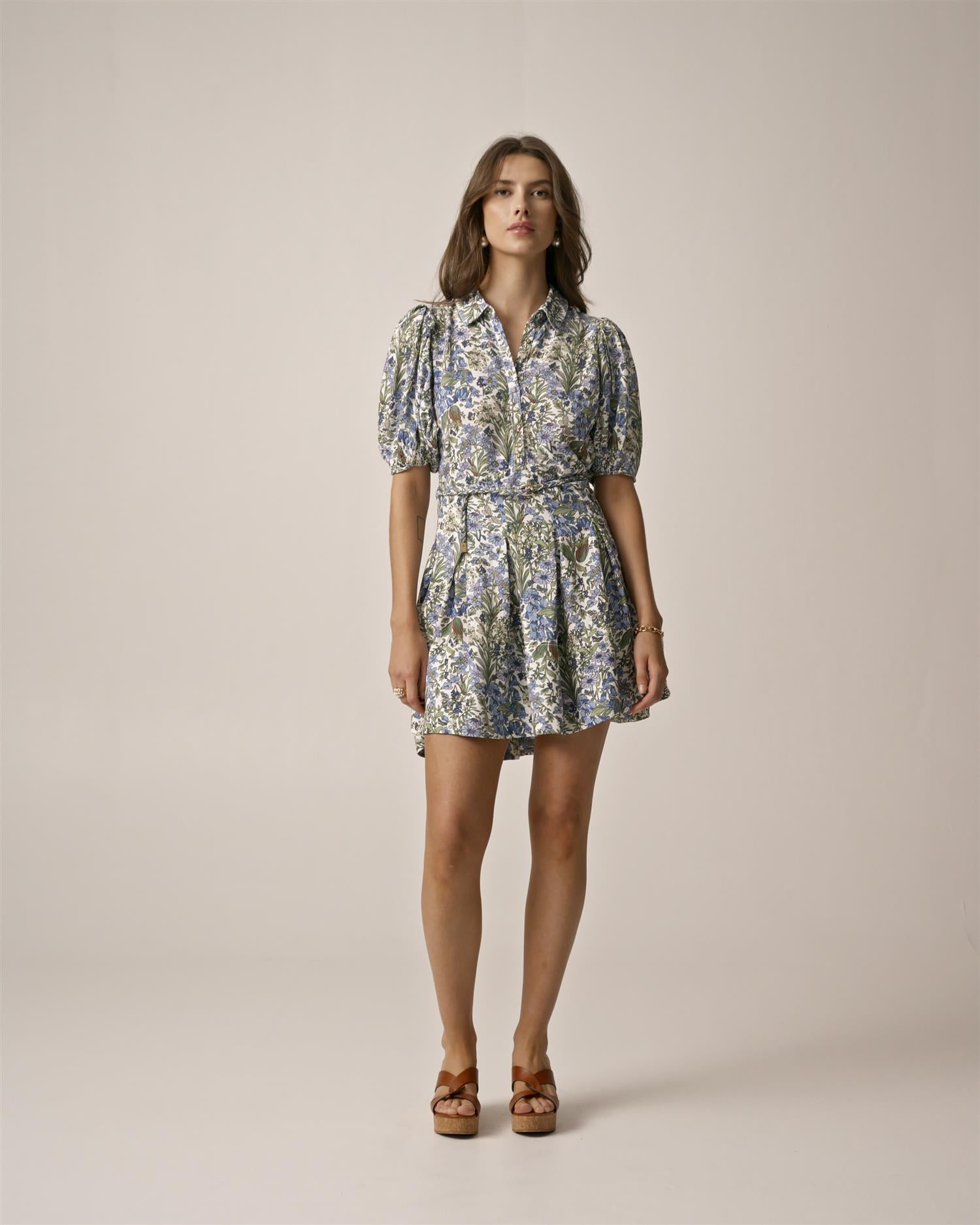 Linen Mini Dress PF-25 Flora