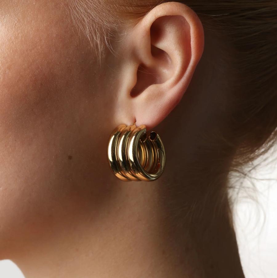 Liv multi layerd stud earrings gold